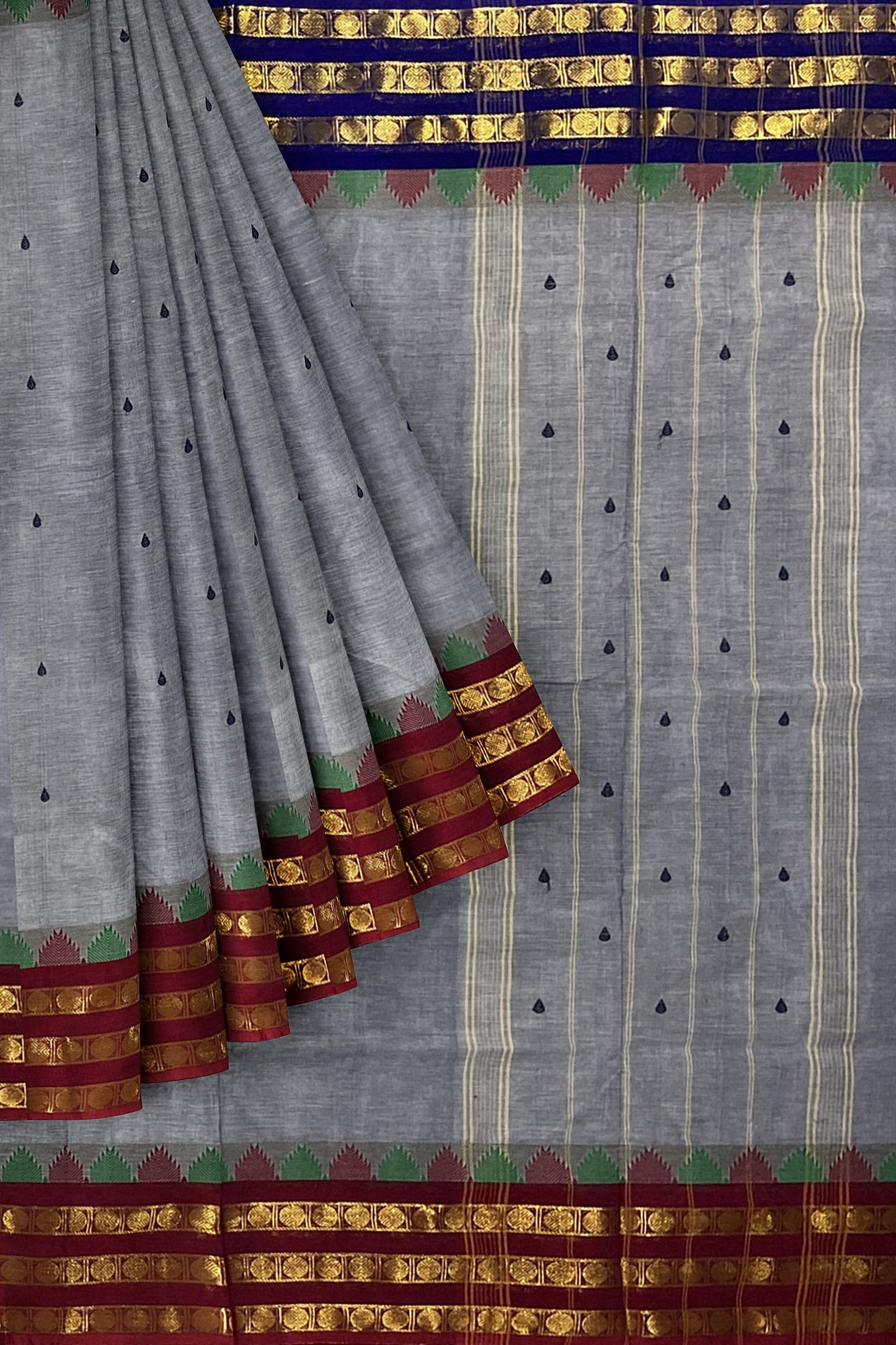 SENSAN Women’s Handloom Chettinad Cotton Saree with Blouse Piece [SKU:4300]