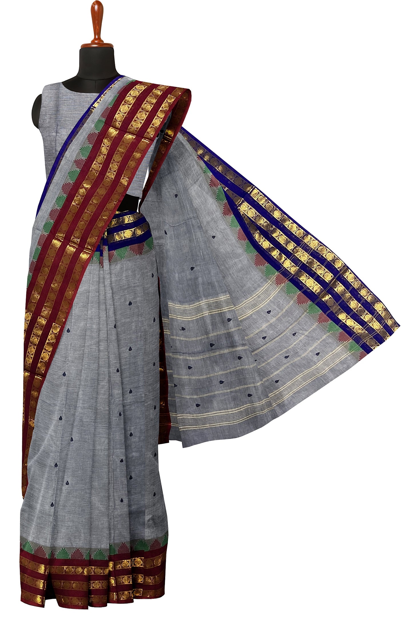 SENSAN Women’s Handloom Chettinad Cotton Saree with Blouse Piece [SKU:4300]