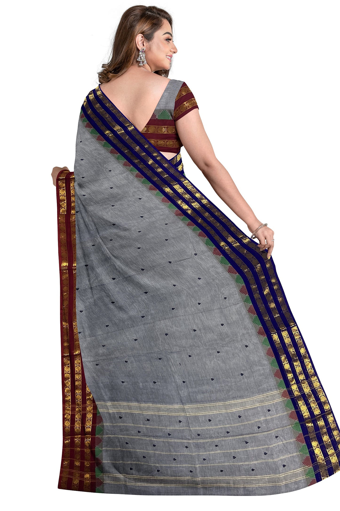 SENSAN Women’s Handloom Chettinad Cotton Saree with Blouse Piece [SKU:4300]
