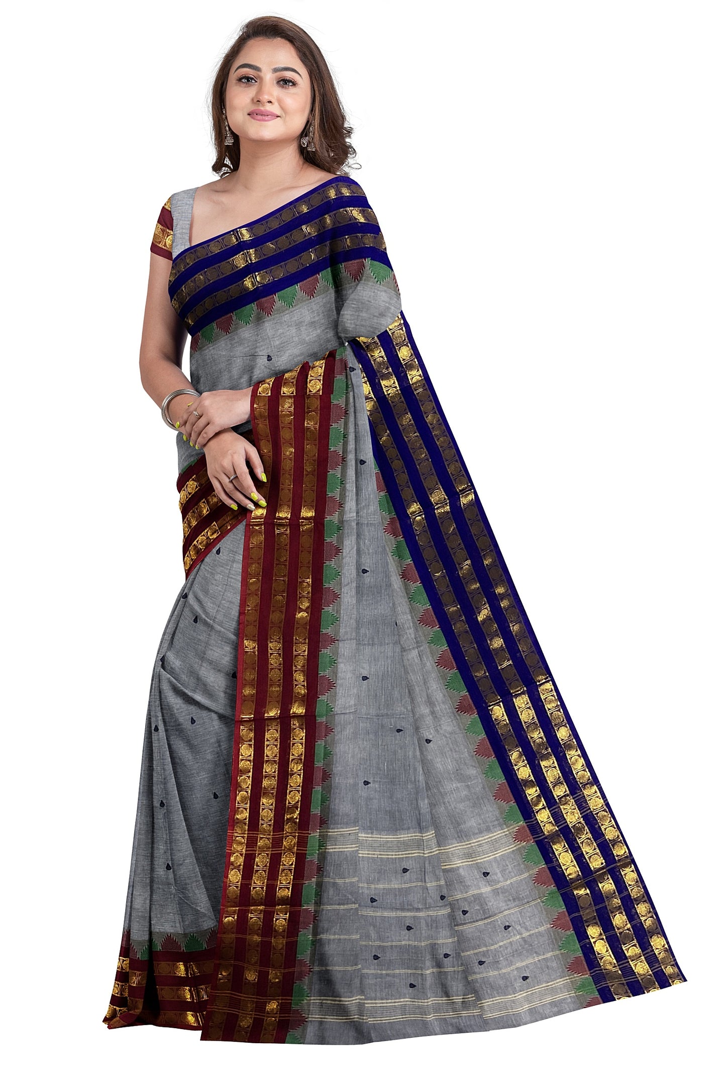 SENSAN Women’s Handloom Chettinad Cotton Saree with Blouse Piece [SKU:4300]