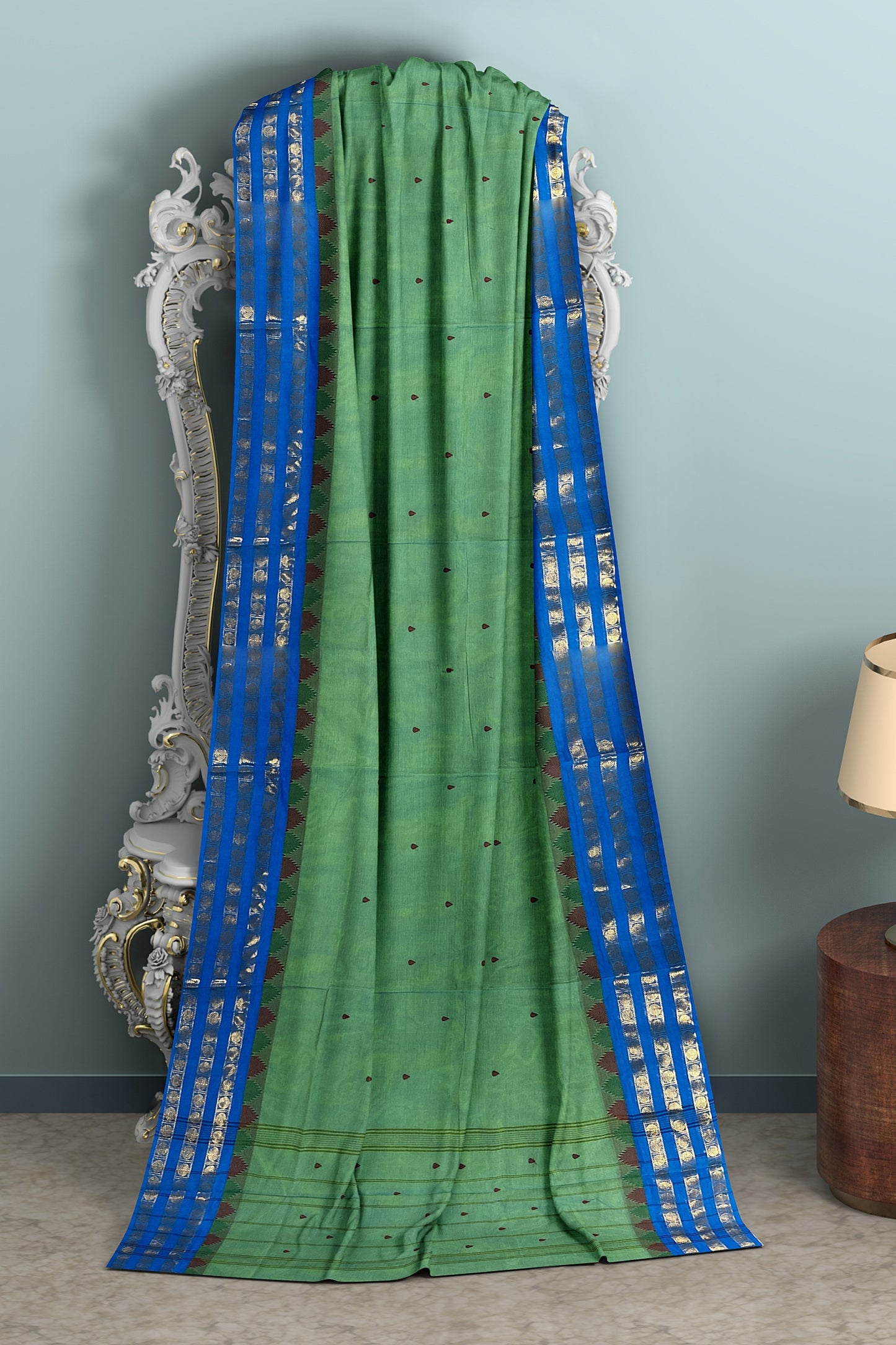 SENSAN Women’s Handloom Chettinad Cotton Saree with Blouse Piece [SKU:4300]