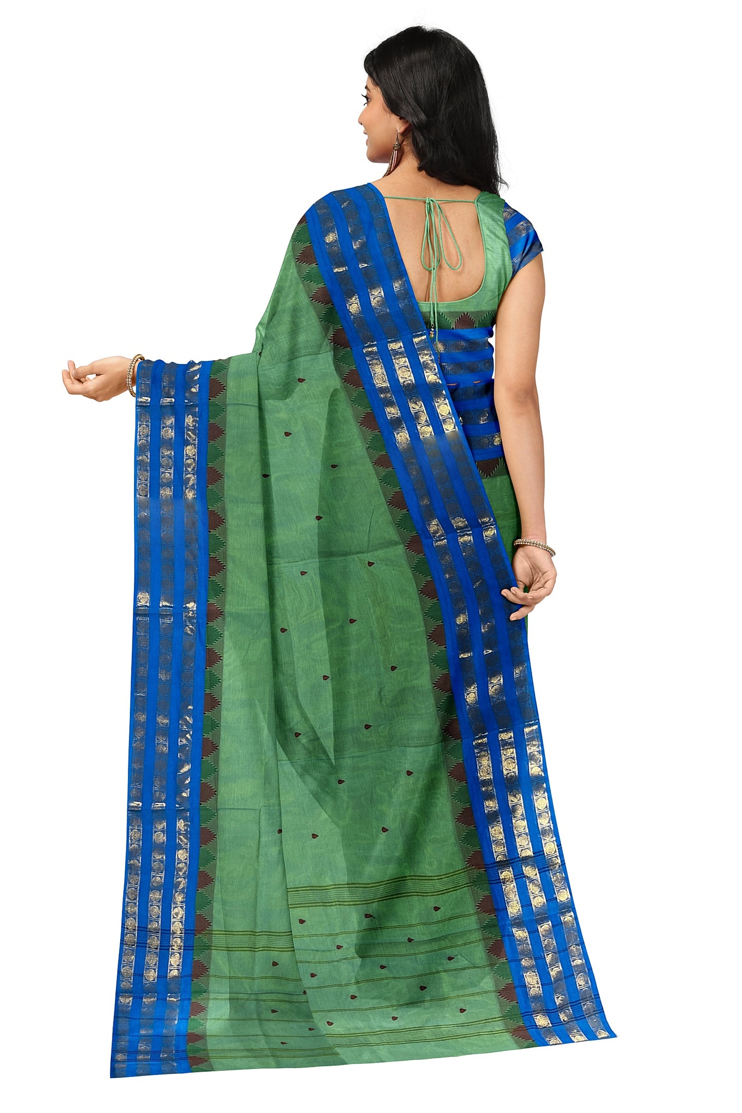 SENSAN Women’s Handloom Chettinad Cotton Saree with Blouse Piece [SKU:4300]