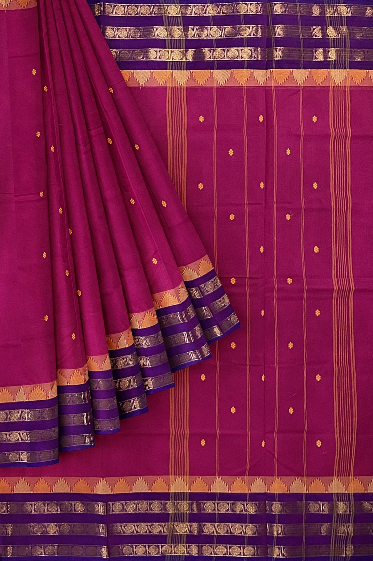 SENSAN Women’s Handloom Chettinad Cotton Saree with Blouse Piece [SKU:4300]