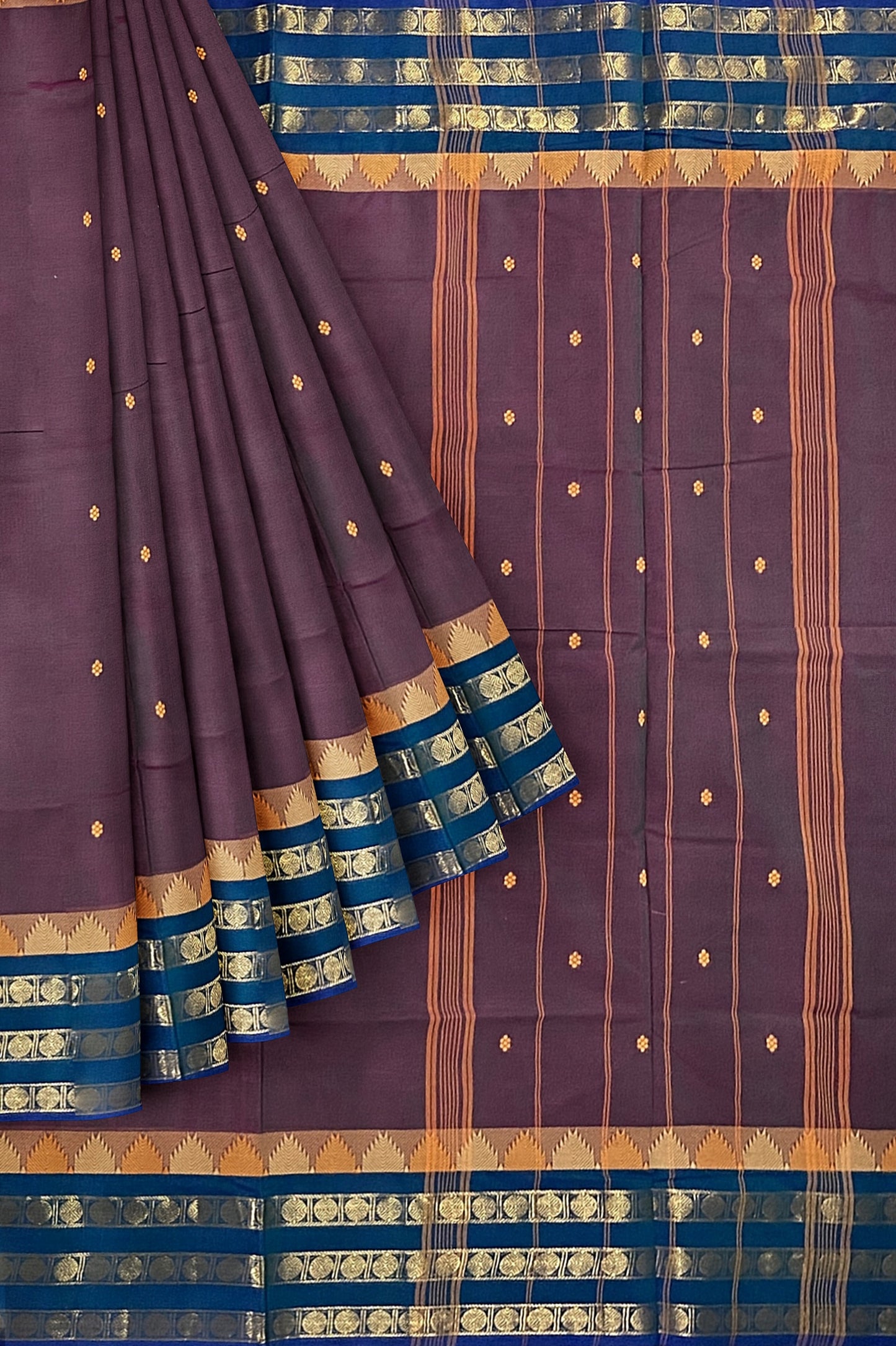 SENSAN Women’s Handloom Chettinad Cotton Saree with Blouse Piece [SKU:4300]