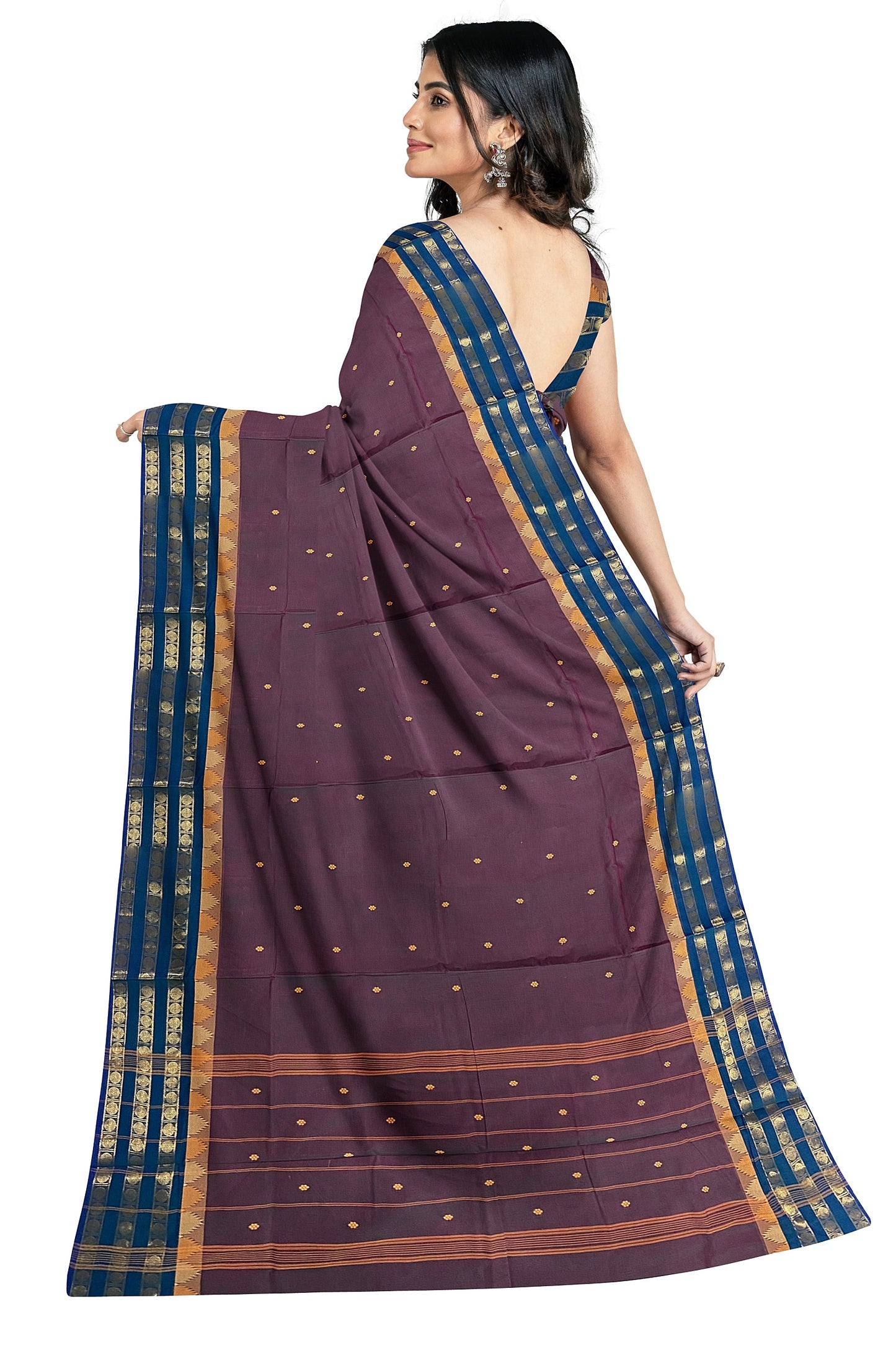 SENSAN Women’s Handloom Chettinad Cotton Saree with Blouse Piece [SKU:4300]