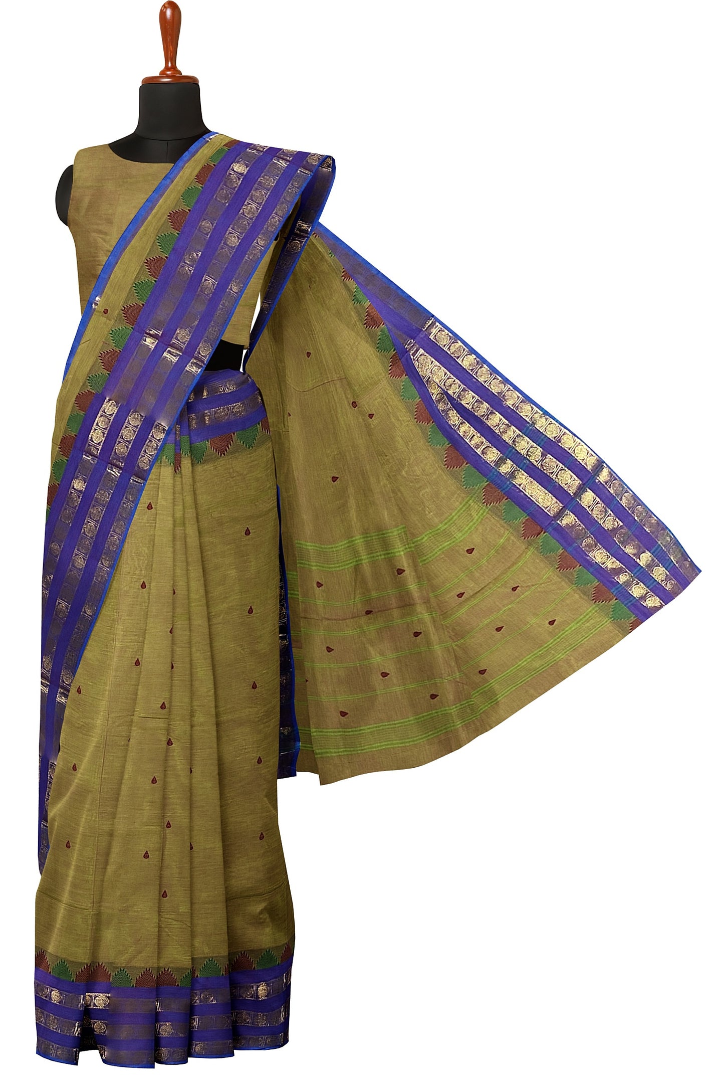 SENSAN Women’s Handloom Chettinad Cotton Saree with Blouse Piece [SKU:4300]