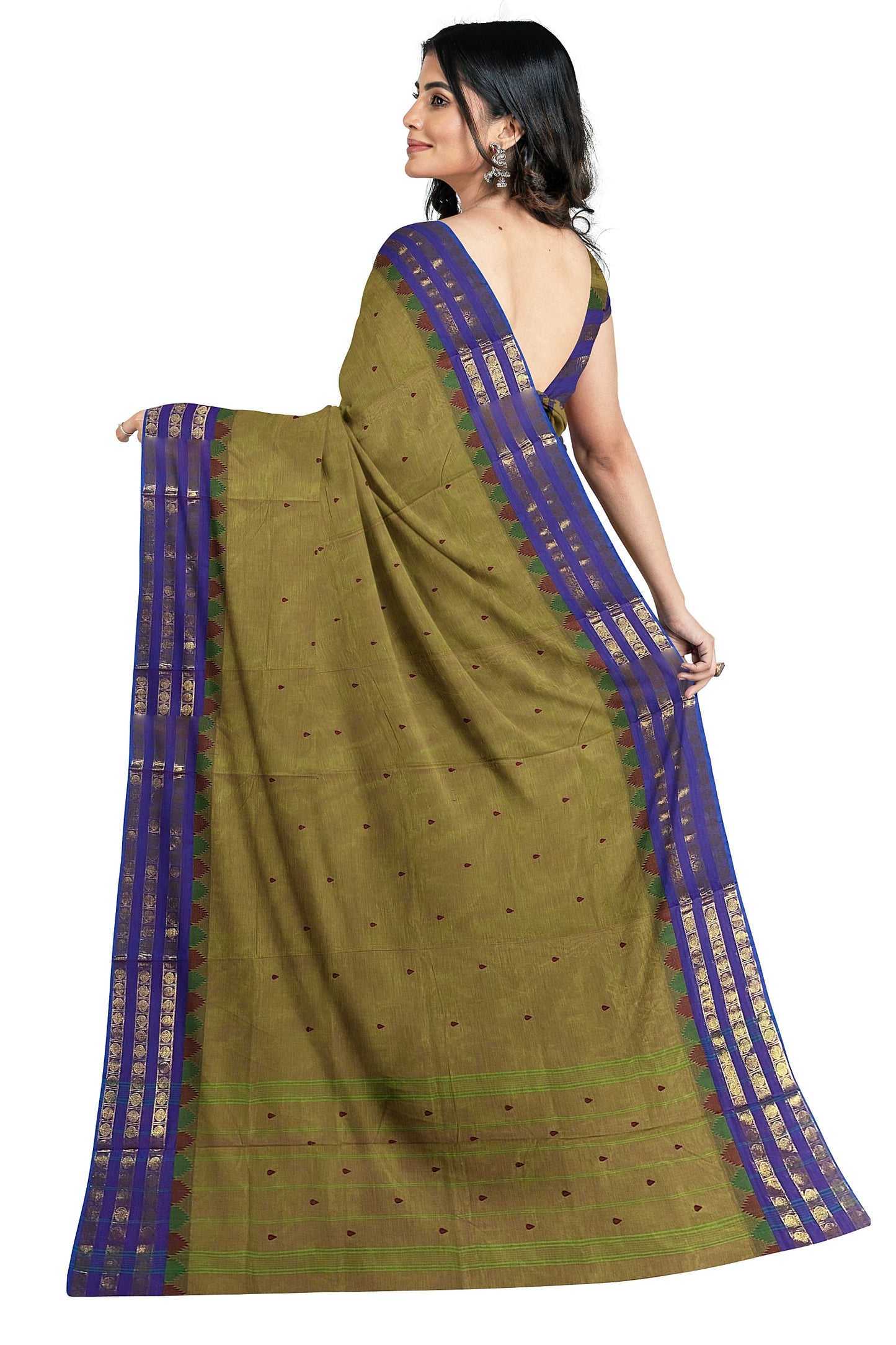 SENSAN Women’s Handloom Chettinad Cotton Saree with Blouse Piece [SKU:4300]