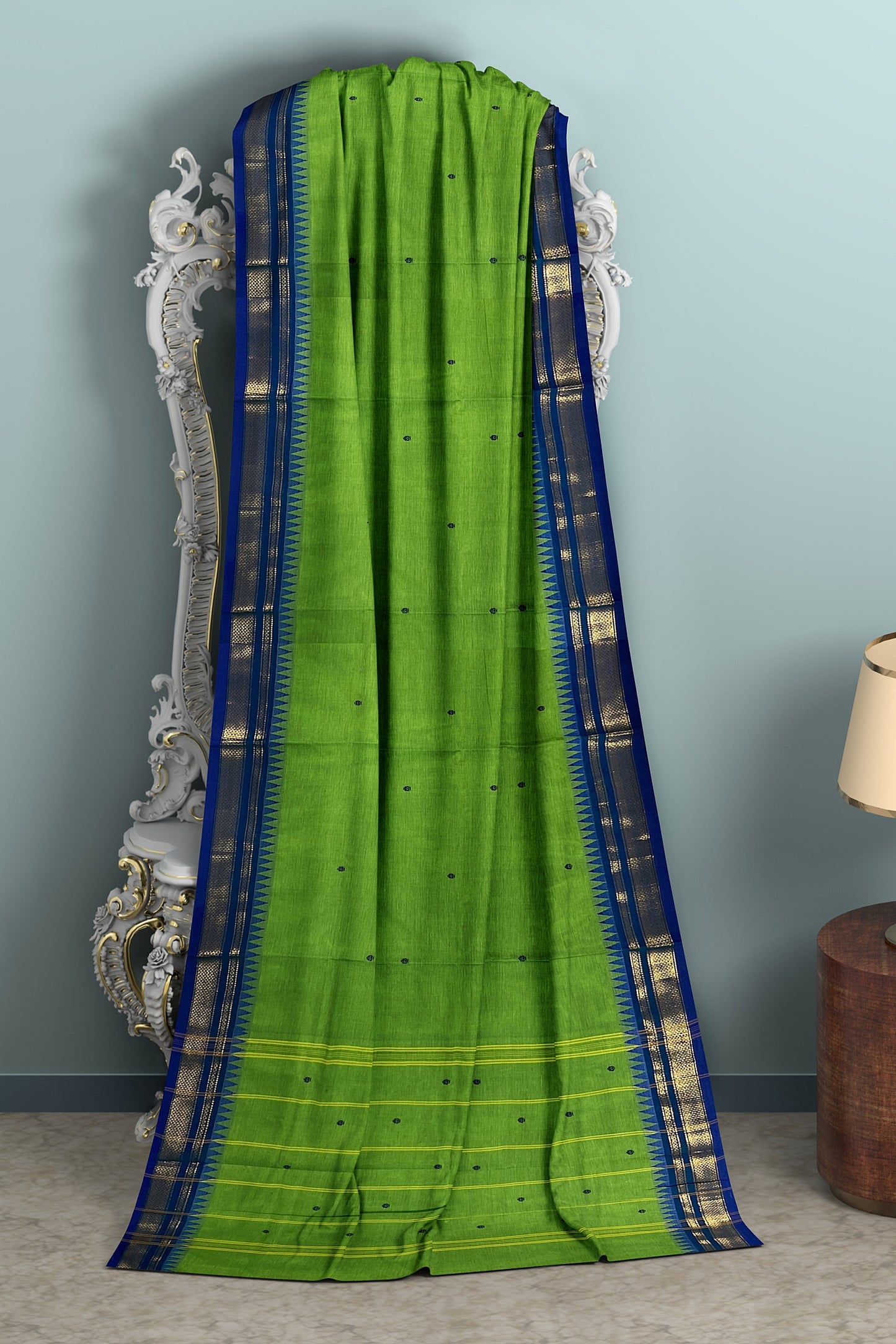 SENSAN Women’s Handloom Chettinad Cotton Saree with Blouse Piece [SKU:4310]