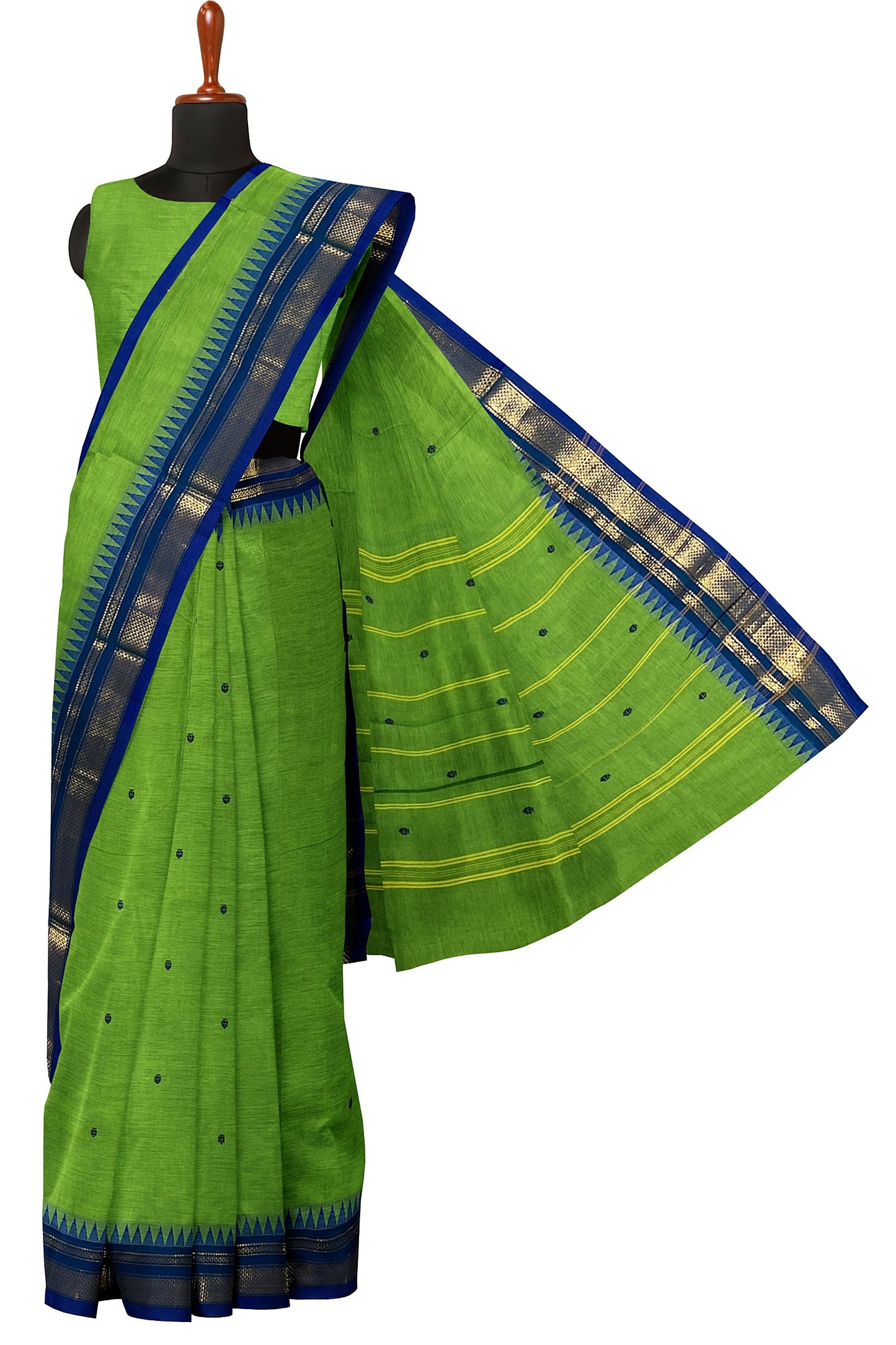 SENSAN Women’s Handloom Chettinad Cotton Saree with Blouse Piece [SKU:4310]