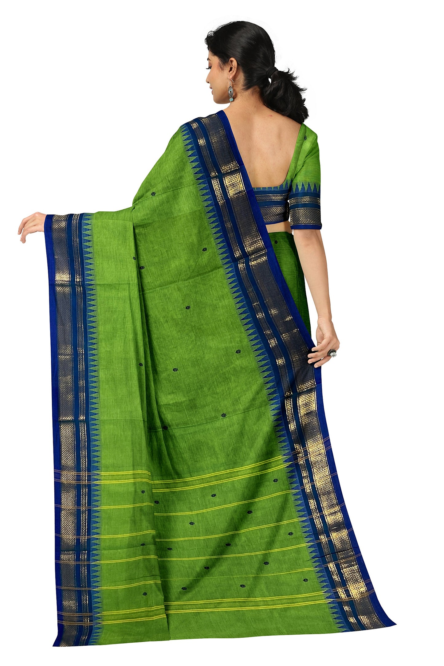SENSAN Women’s Handloom Chettinad Cotton Saree with Blouse Piece [SKU:4310]