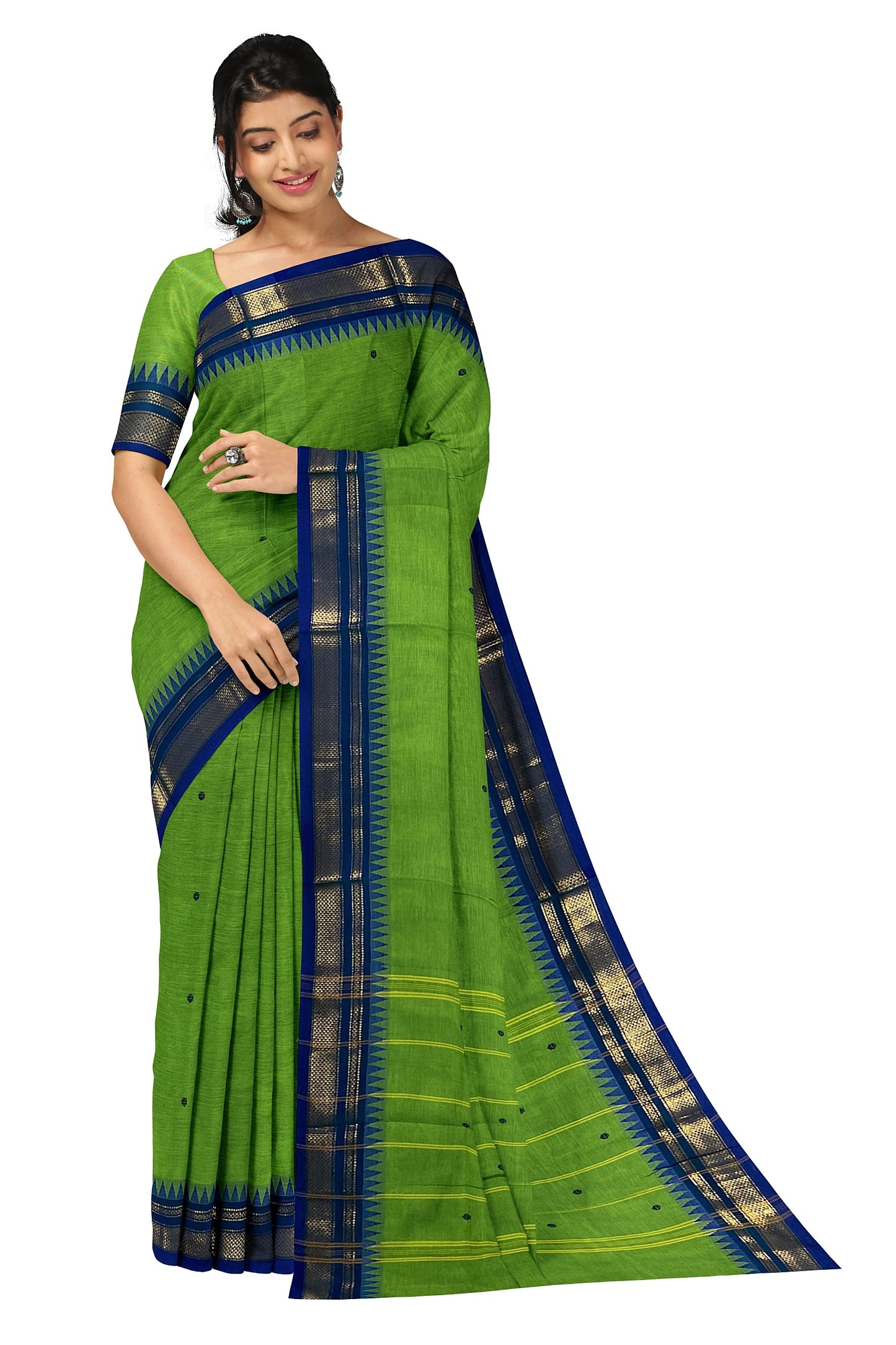 SENSAN Women’s Handloom Chettinad Cotton Saree with Blouse Piece [SKU:4310]