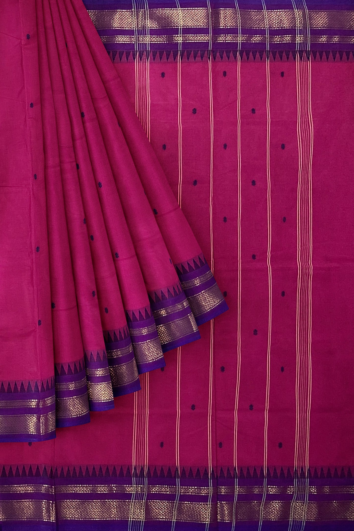 SENSAN Women’s Handloom Chettinad Cotton Saree with Blouse Piece [SKU:4310]