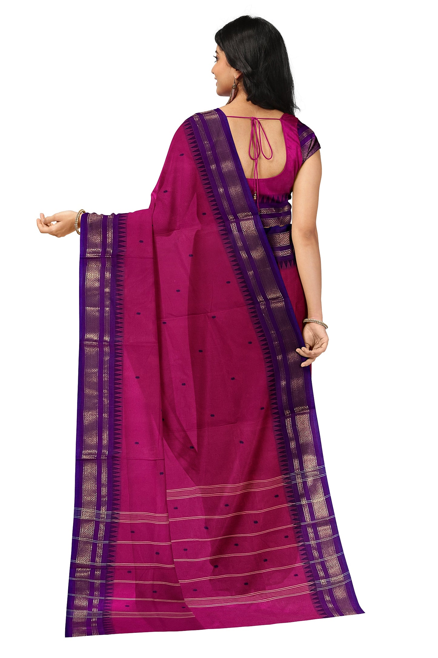 SENSAN Women’s Handloom Chettinad Cotton Saree with Blouse Piece [SKU:4310]