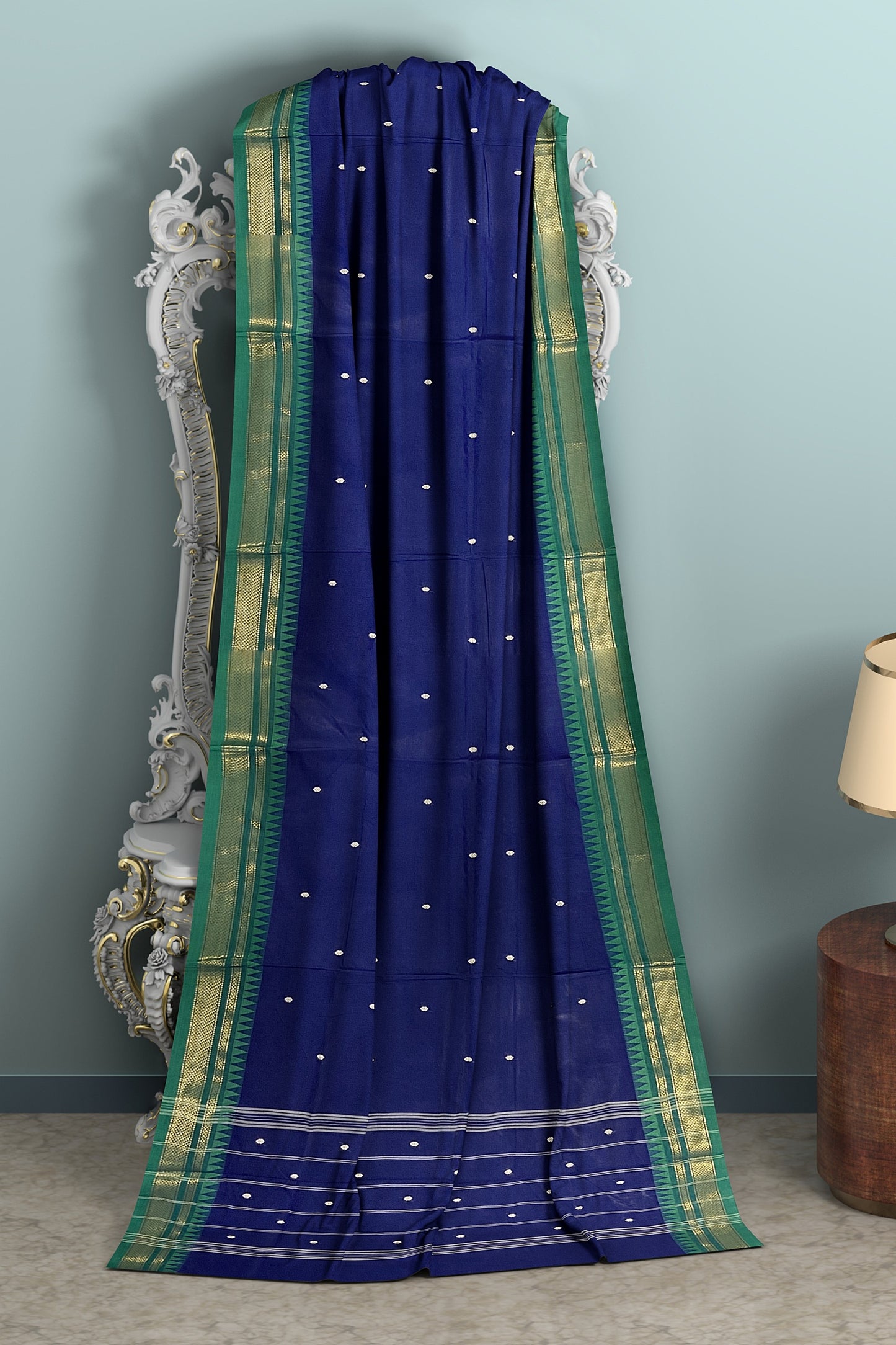 SENSAN Women’s Handloom Chettinad Cotton Saree with Blouse Piece [SKU:4310]