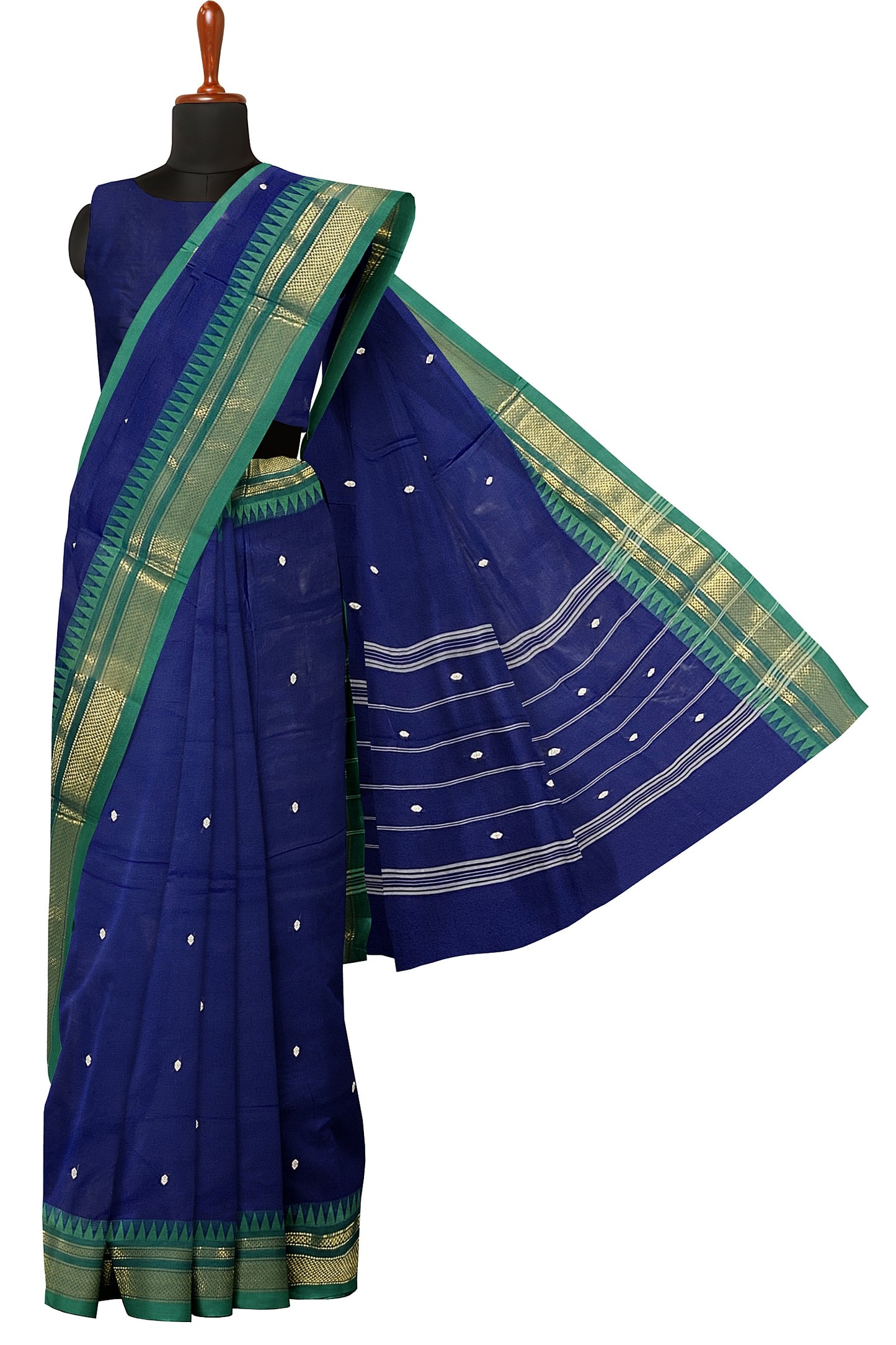 SENSAN Women’s Handloom Chettinad Cotton Saree with Blouse Piece [SKU:4310]
