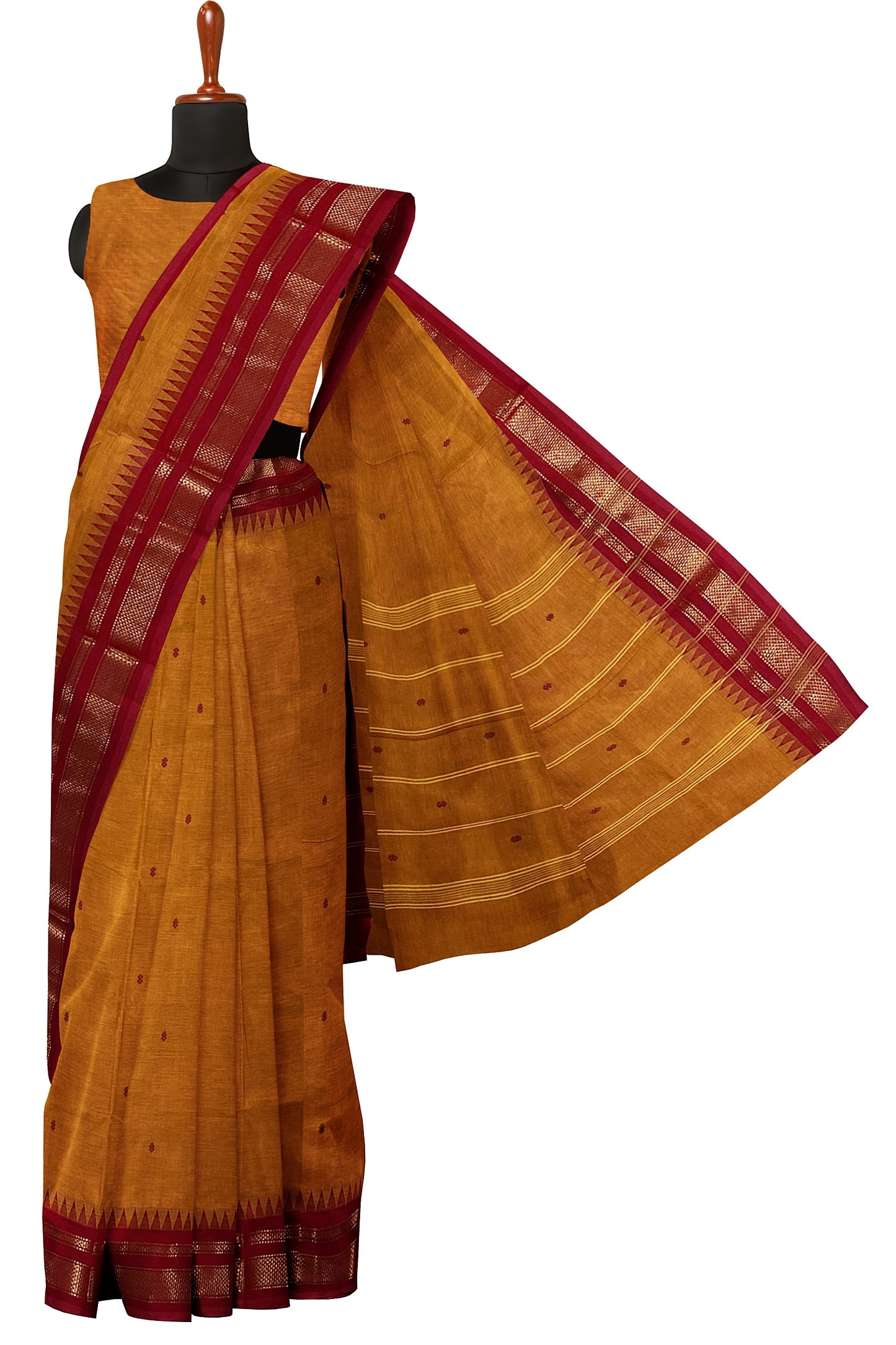 SENSAN Women’s Handloom Chettinad Cotton Saree with Blouse Piece [SKU:4310]