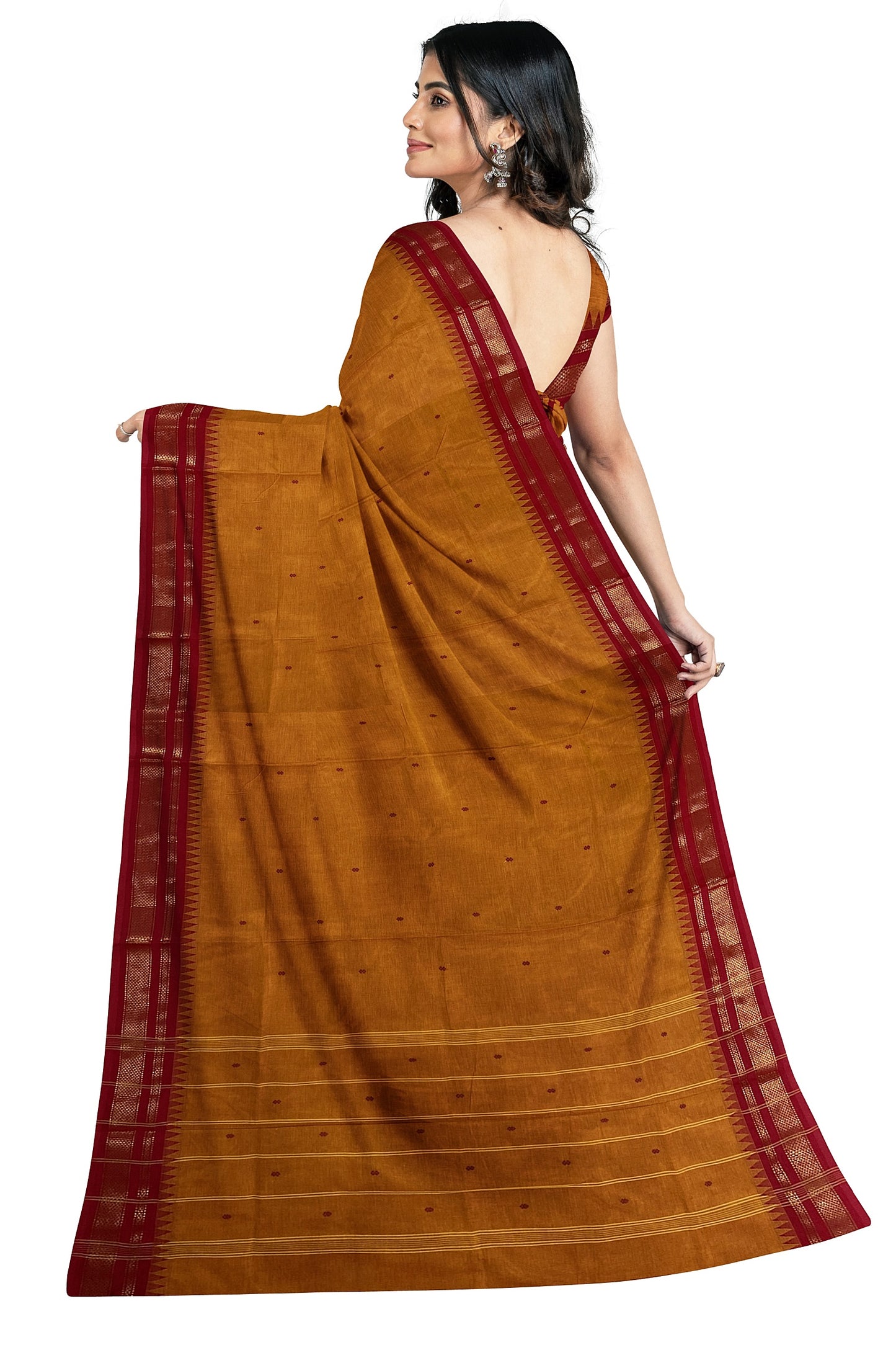 SENSAN Women’s Handloom Chettinad Cotton Saree with Blouse Piece [SKU:4310]