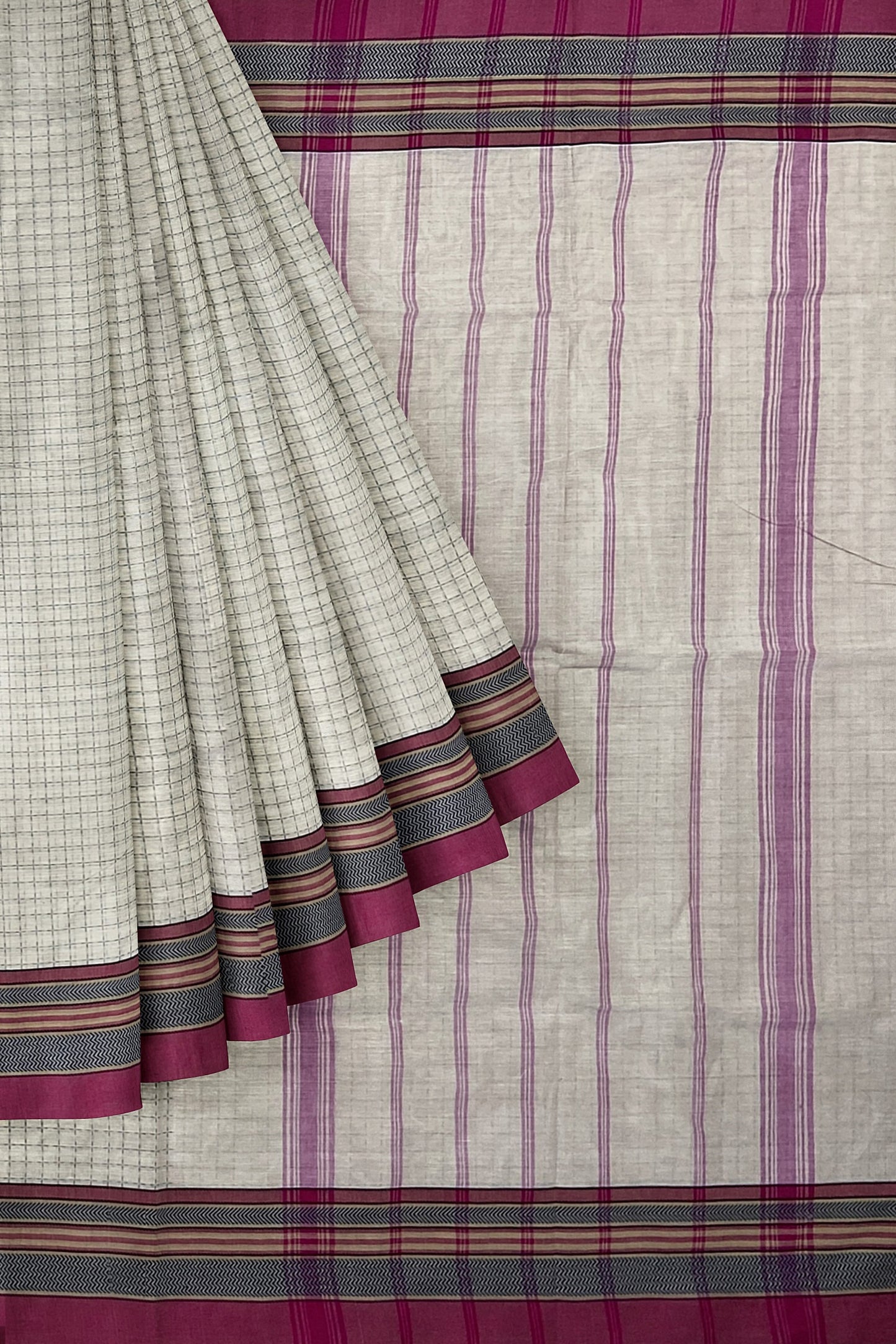 SENSAN Women’s Handloom Chettinad Cotton Saree with Blouse Piece [SKU:4311]
