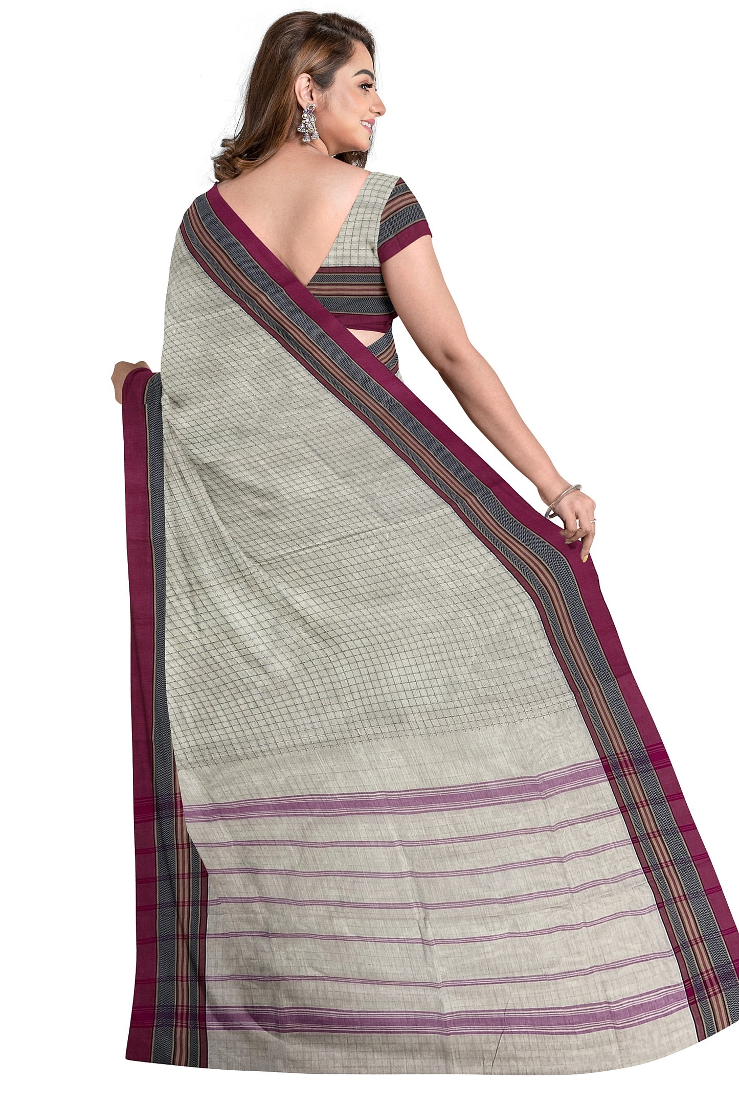 SENSAN Women’s Handloom Chettinad Cotton Saree with Blouse Piece [SKU:4311]
