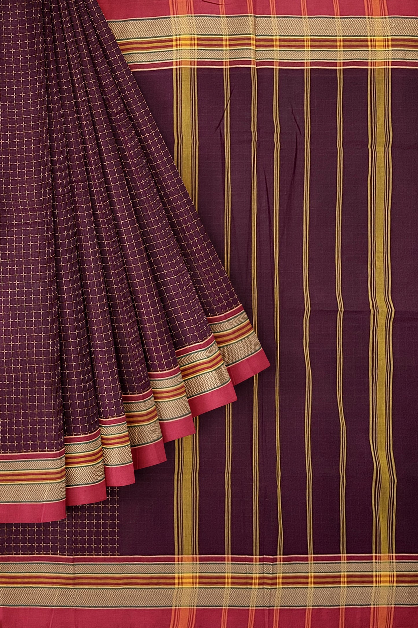 SENSAN Women’s Handloom Chettinad Cotton Saree with Blouse Piece [SKU:4311]