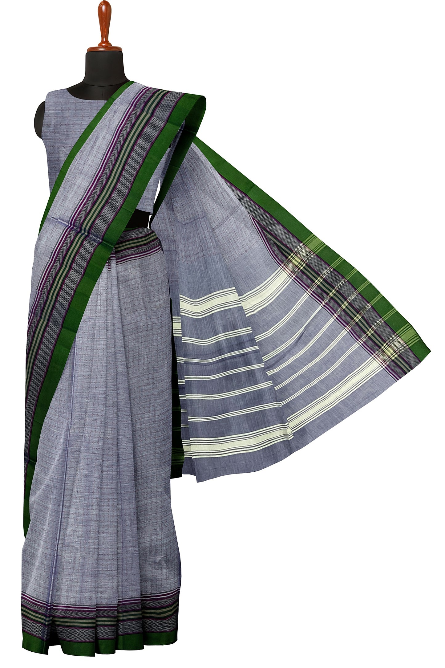 SENSAN Women’s Handloom Chettinad Cotton Saree with Blouse Piece [SKU:4311]