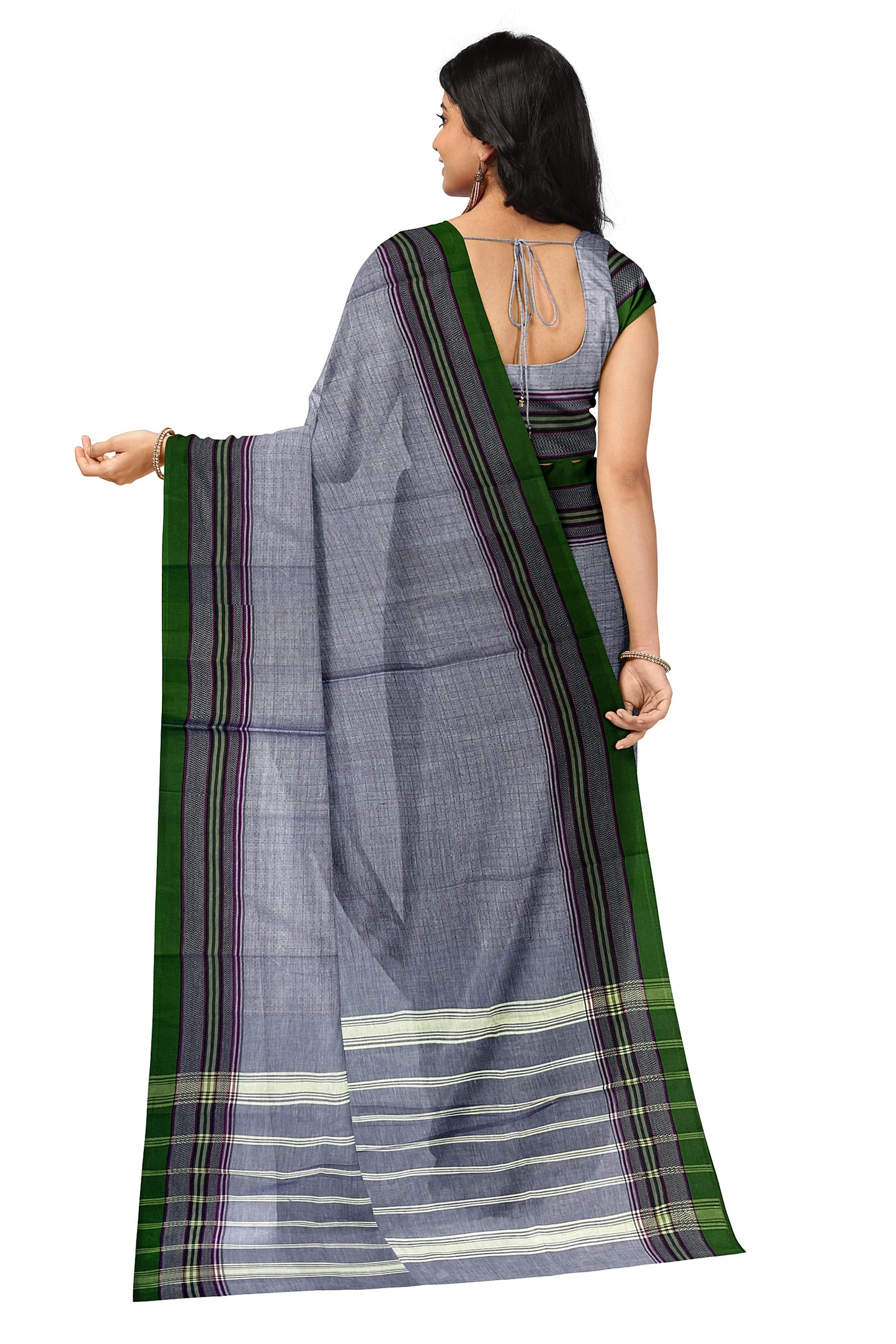 SENSAN Women’s Handloom Chettinad Cotton Saree with Blouse Piece [SKU:4311]
