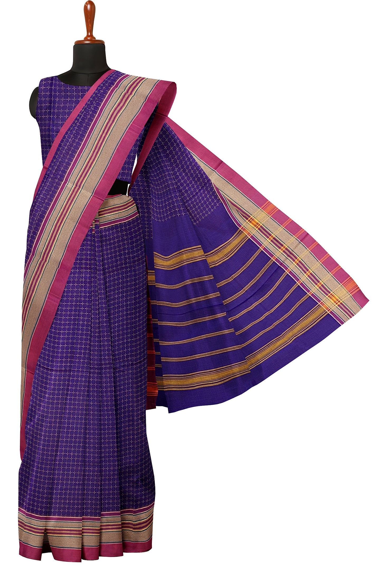 SENSAN Women’s Handloom Chettinad Cotton Saree with Blouse Piece [SKU:4311]
