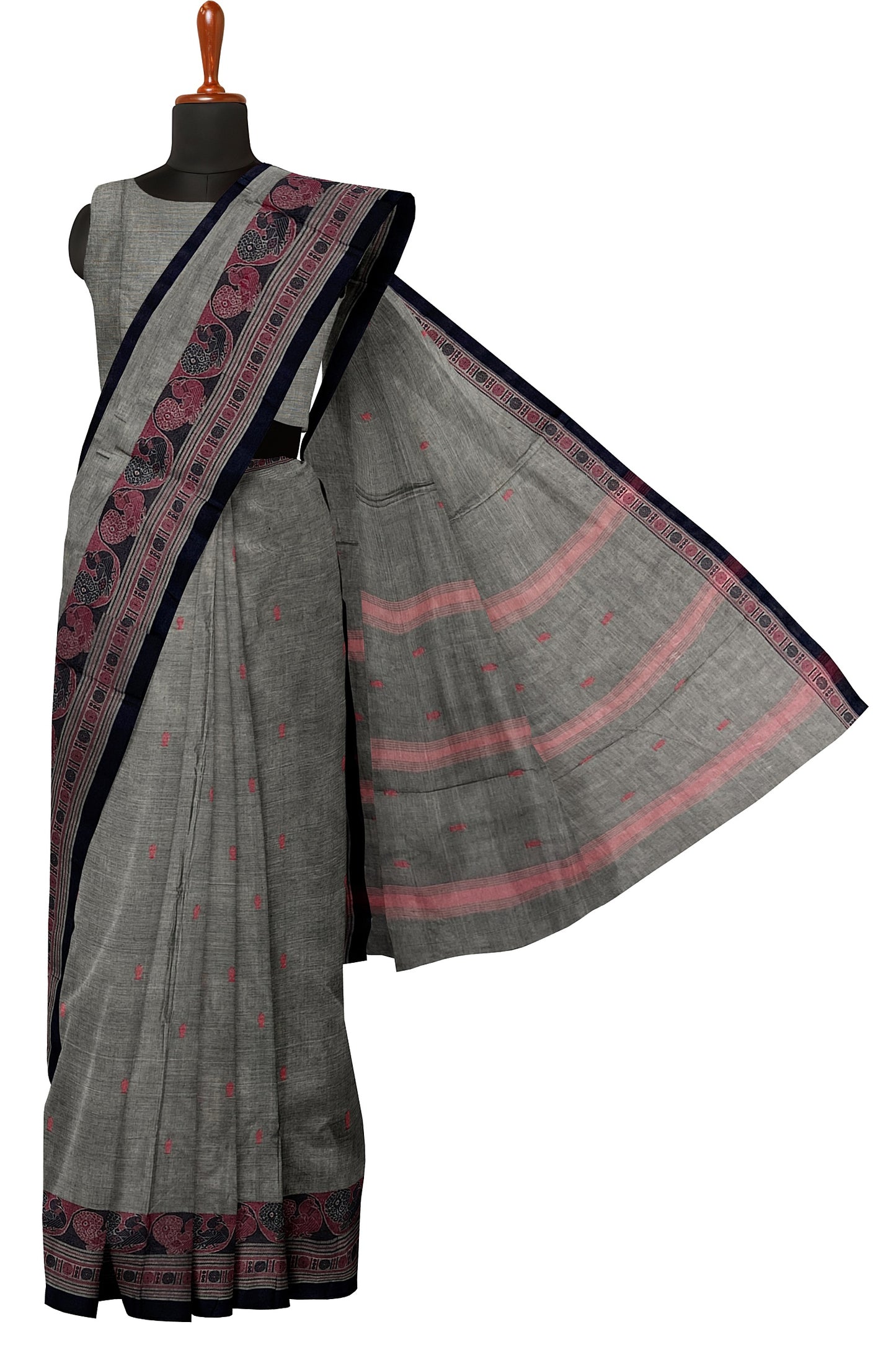 SENSAN Women’s Handloom Chettinad Cotton Saree with Blouse Piece [SKU:4314]