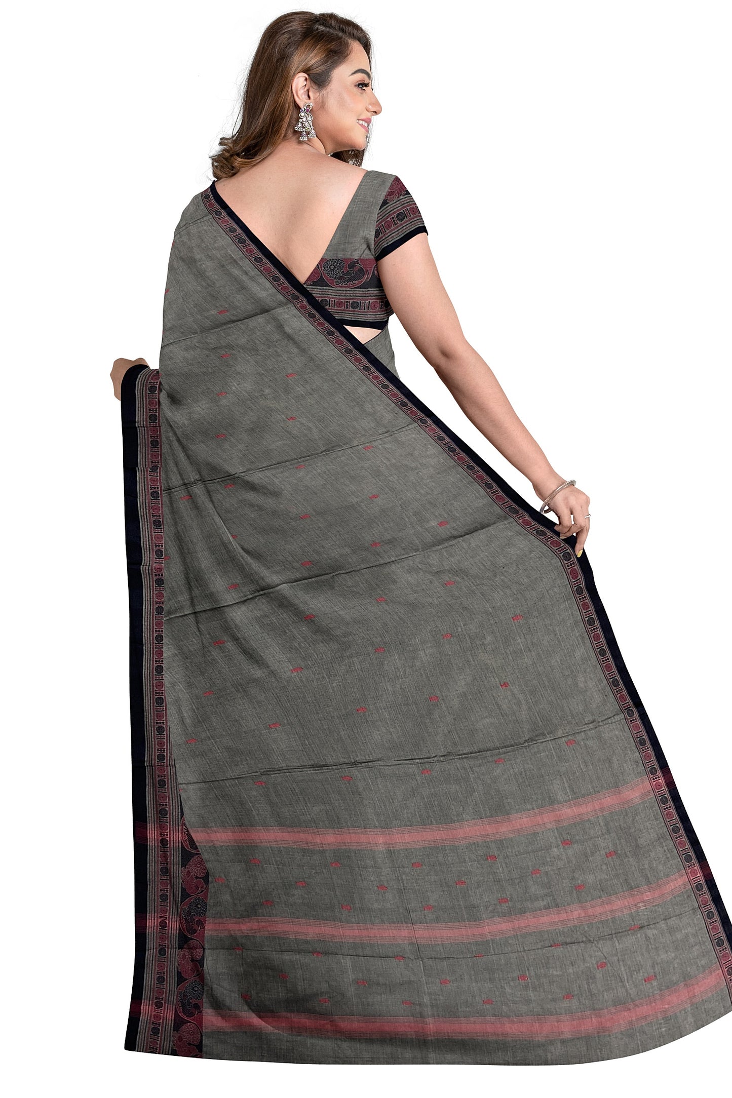 SENSAN Women’s Handloom Chettinad Cotton Saree with Blouse Piece [SKU:4314]