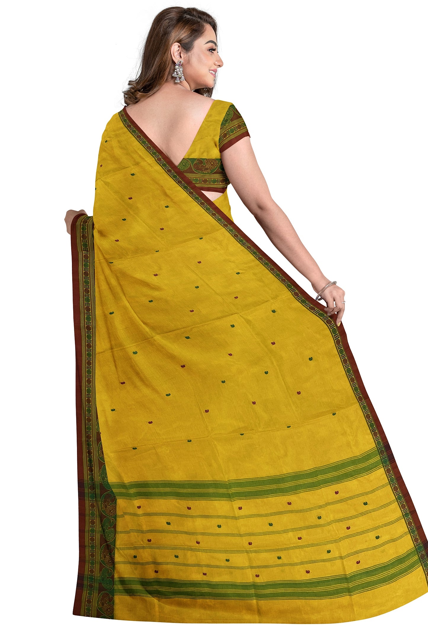 SENSAN Women’s Handloom Chettinad Cotton Saree with Blouse Piece [SKU:4314]