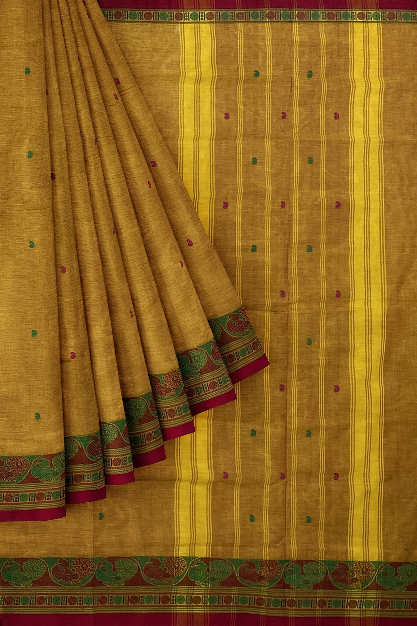 SENSAN Women’s Handloom Chettinad Cotton Saree with Blouse Piece [SKU:4314]