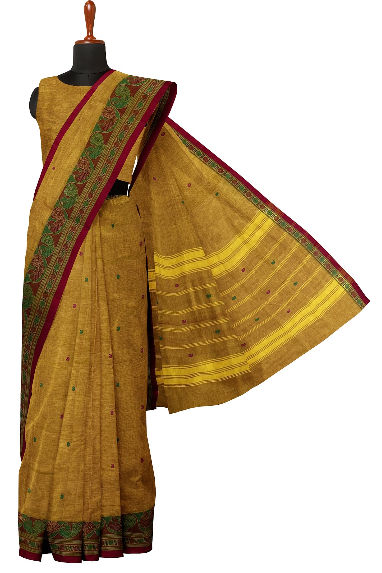 SENSAN Women’s Handloom Chettinad Cotton Saree with Blouse Piece [SKU:4314]