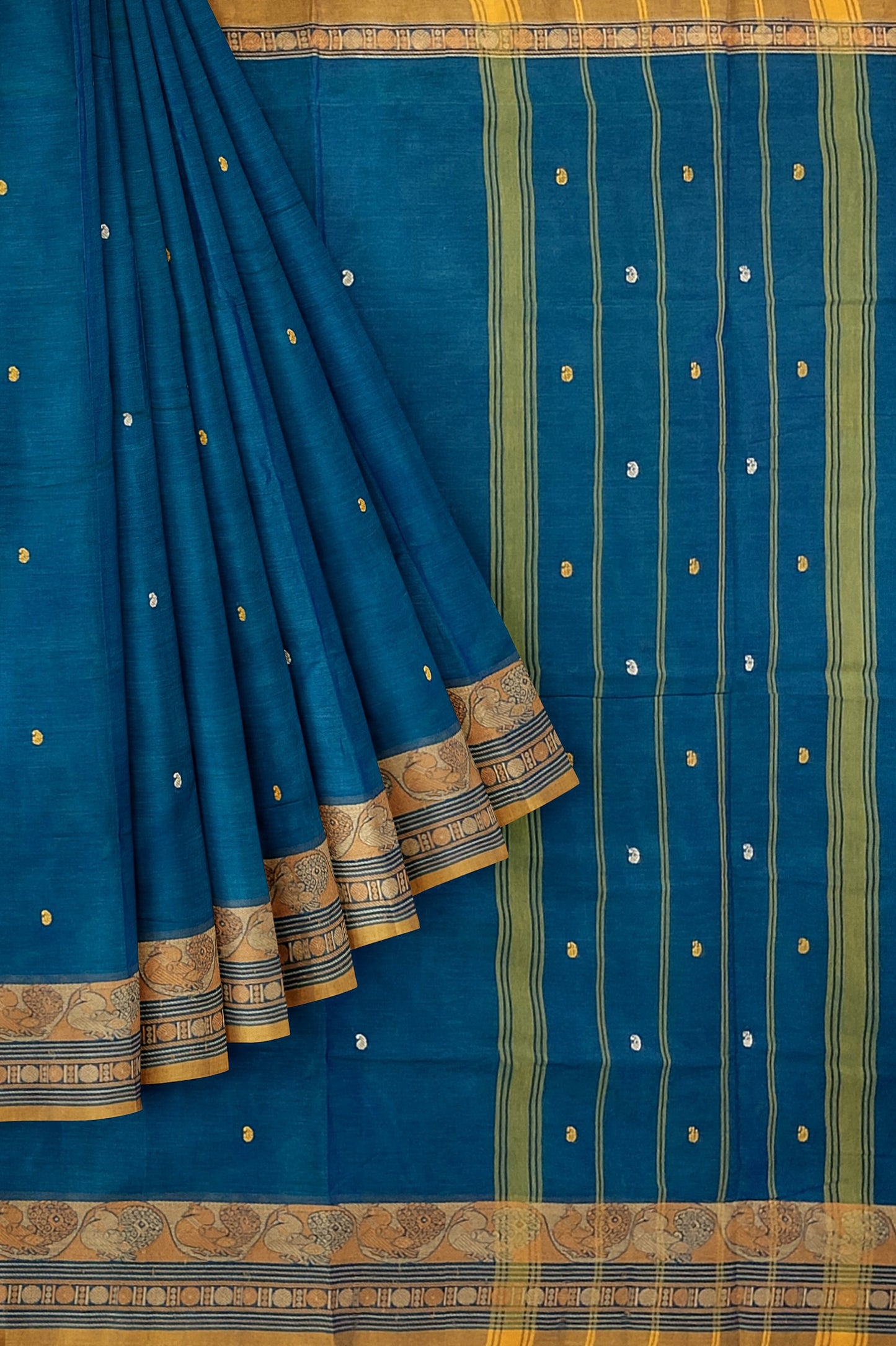 SENSAN Women’s Handloom Chettinad Cotton Saree with Blouse Piece [SKU:4314]