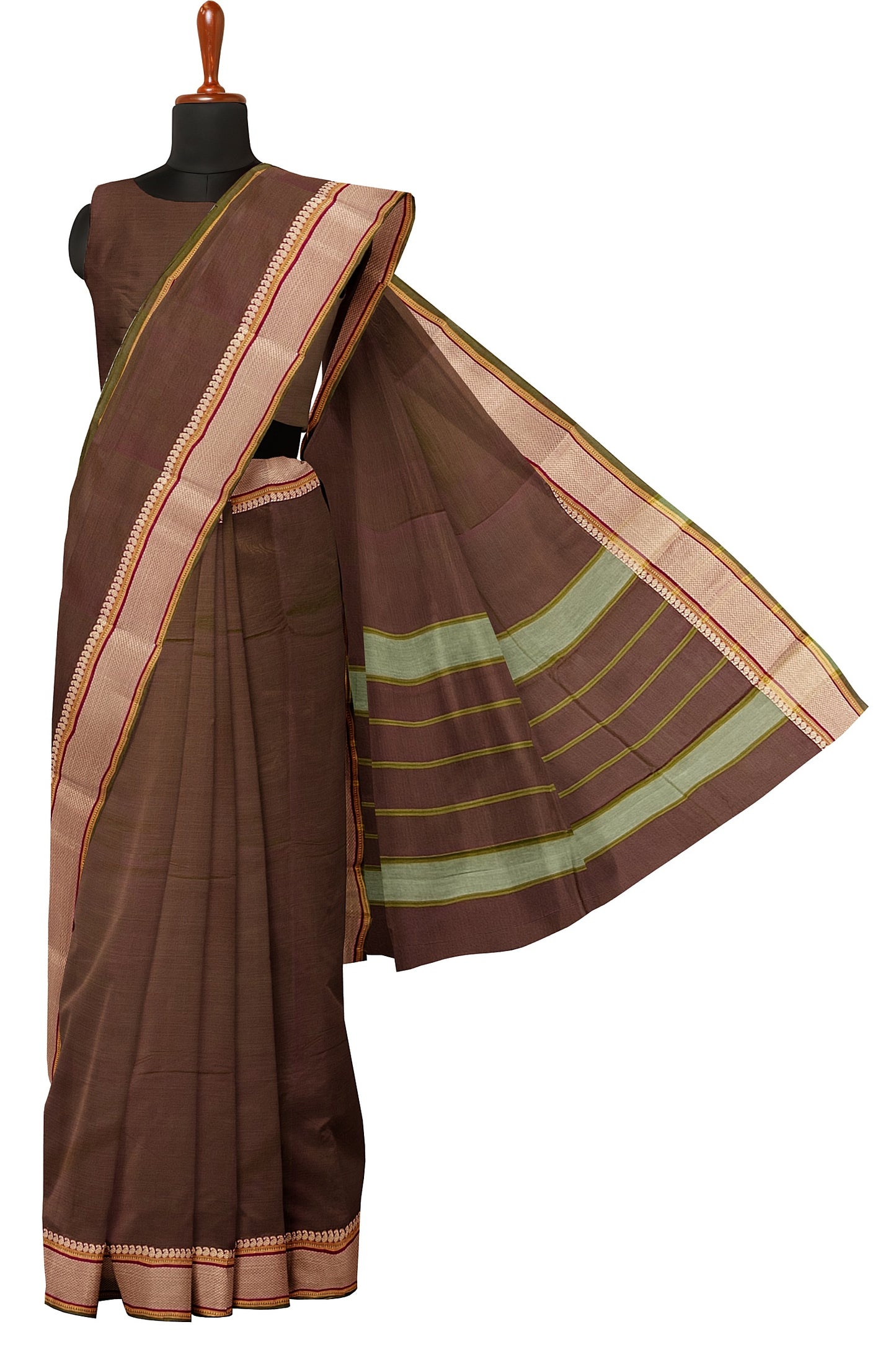 SENSAN Women’s Handloom Kanchi Cotton Saree with Blouse Piece [SKU:520]