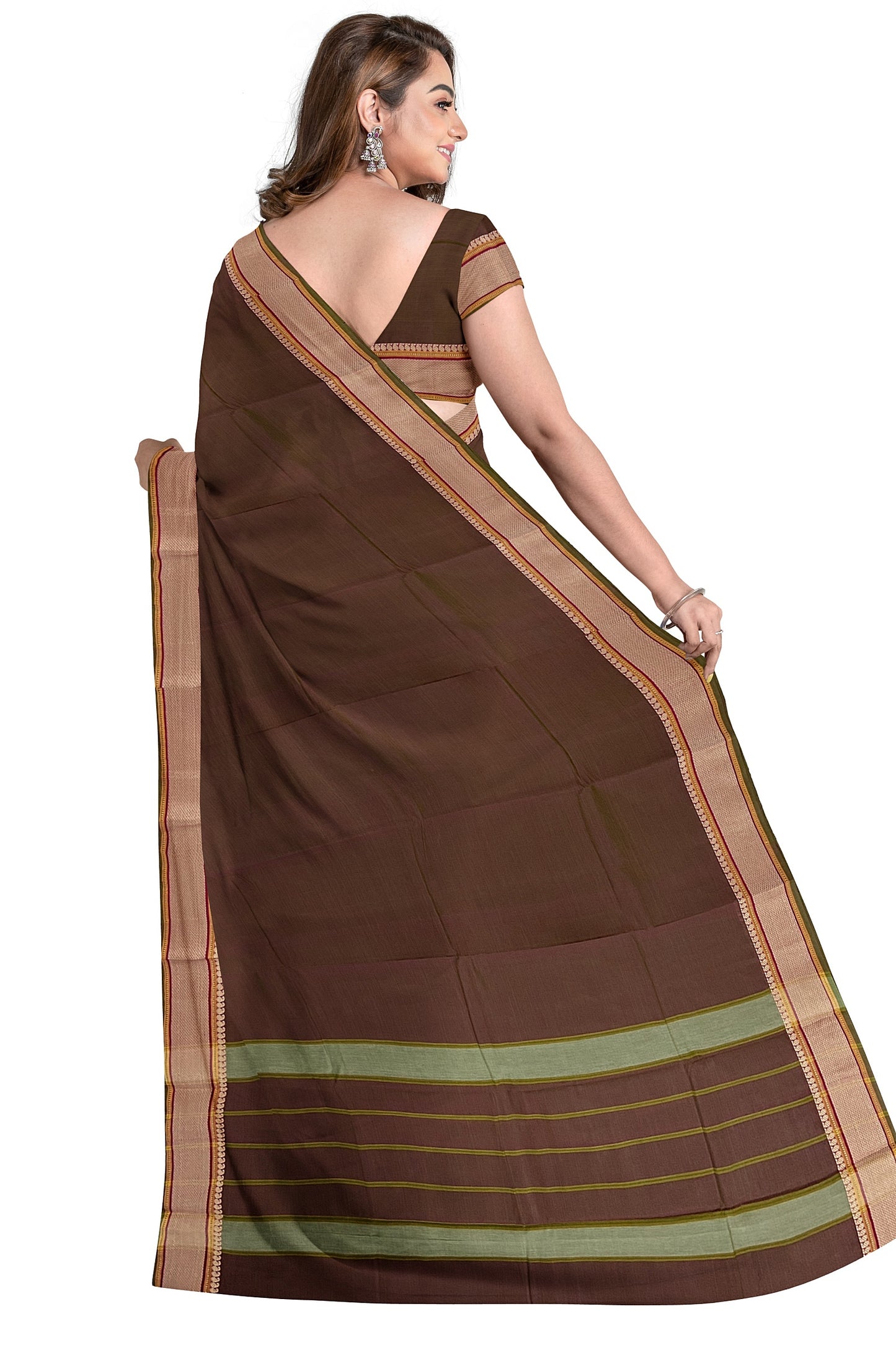 SENSAN Women’s Handloom Kanchi Cotton Saree with Blouse Piece [SKU:520]