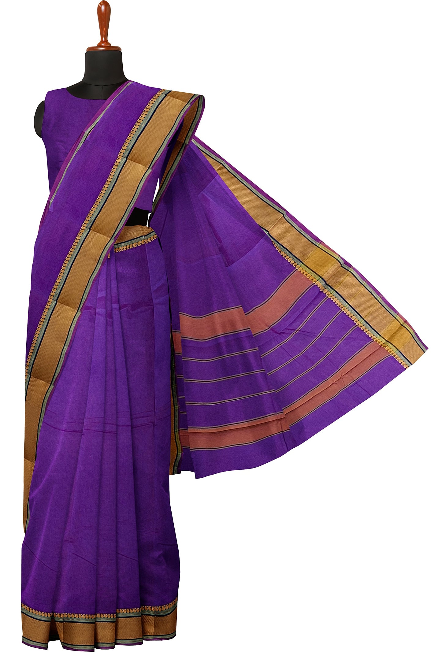 SENSAN Women’s Handloom Kanchi Cotton Saree with Blouse Piece [SKU:520]