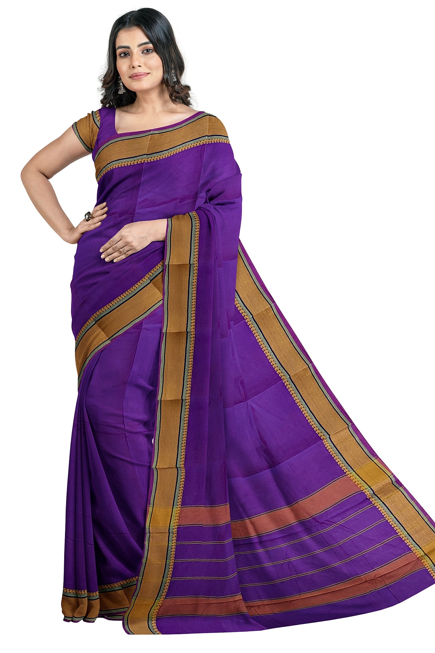 SENSAN Women’s Handloom Kanchi Cotton Saree with Blouse Piece [SKU:520]