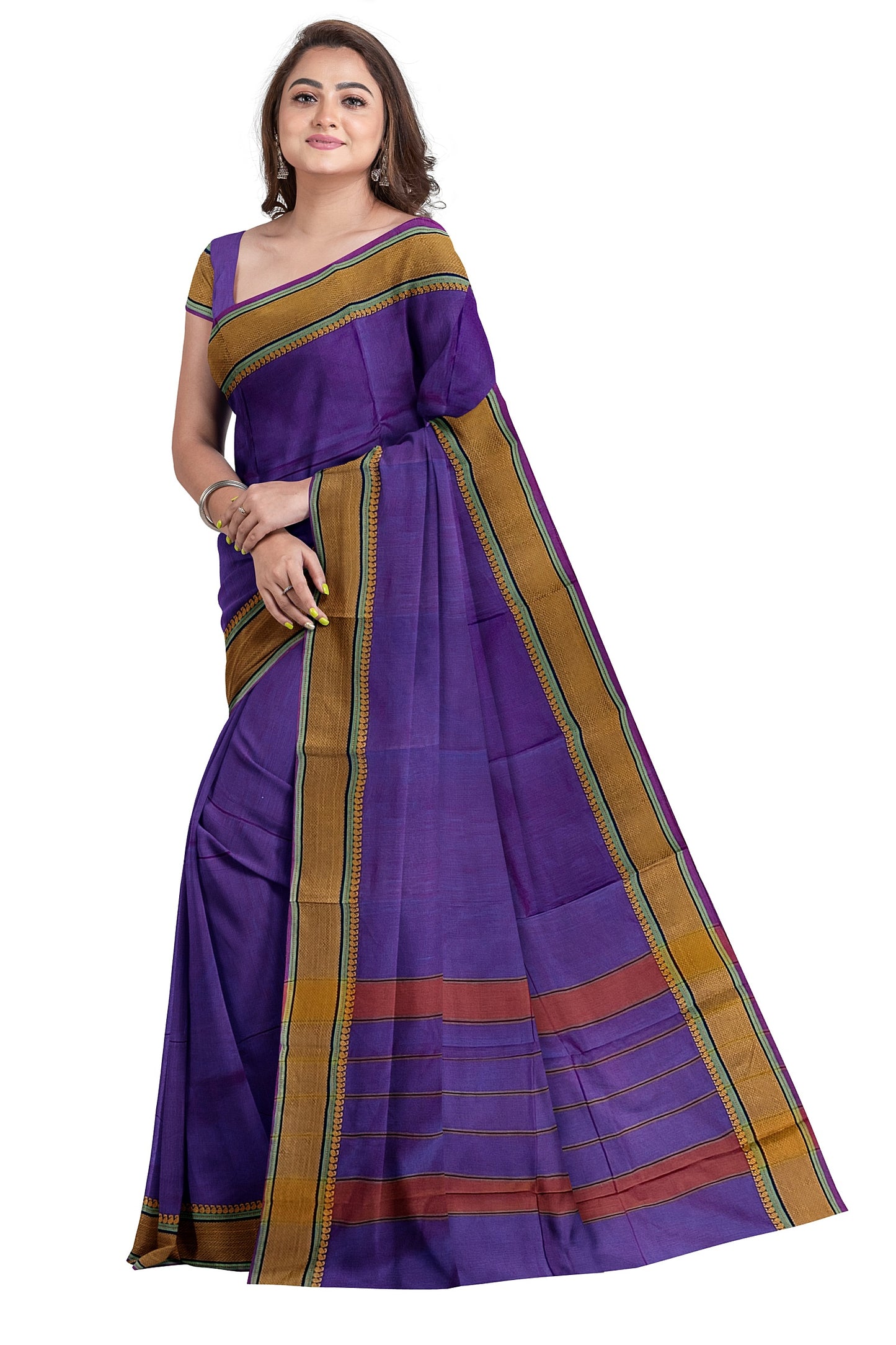 SENSAN Women’s Handloom Kanchi Cotton Saree with Blouse Piece [SKU:520]