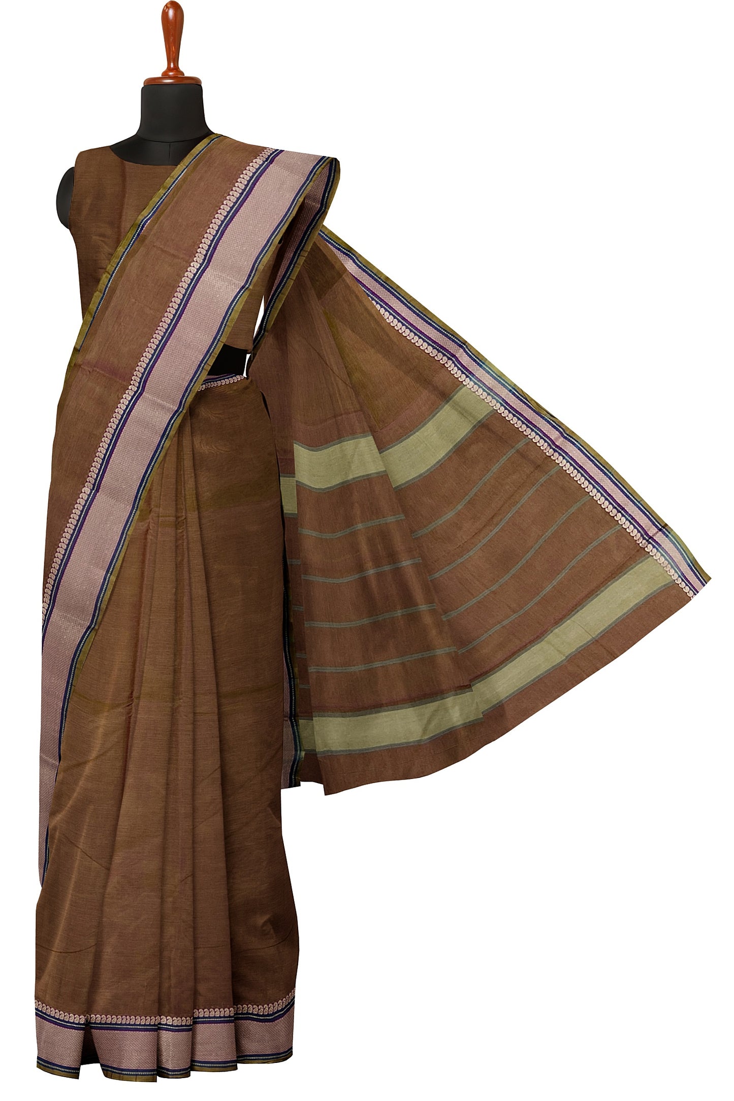 SENSAN Women’s Handloom Kanchi Cotton Saree with Blouse Piece [SKU:520]