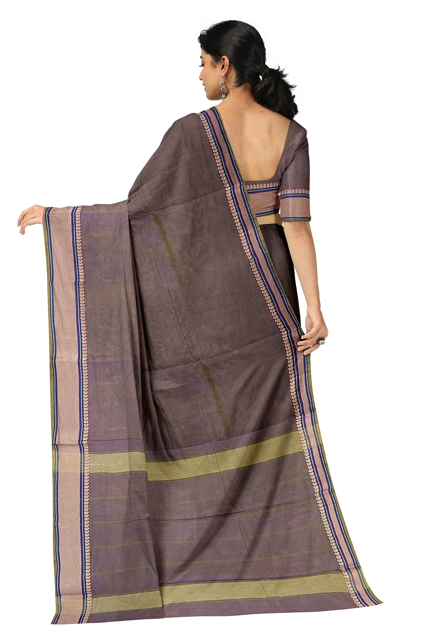 SENSAN Women’s Handloom Kanchi Cotton Saree with Blouse Piece [SKU:520]