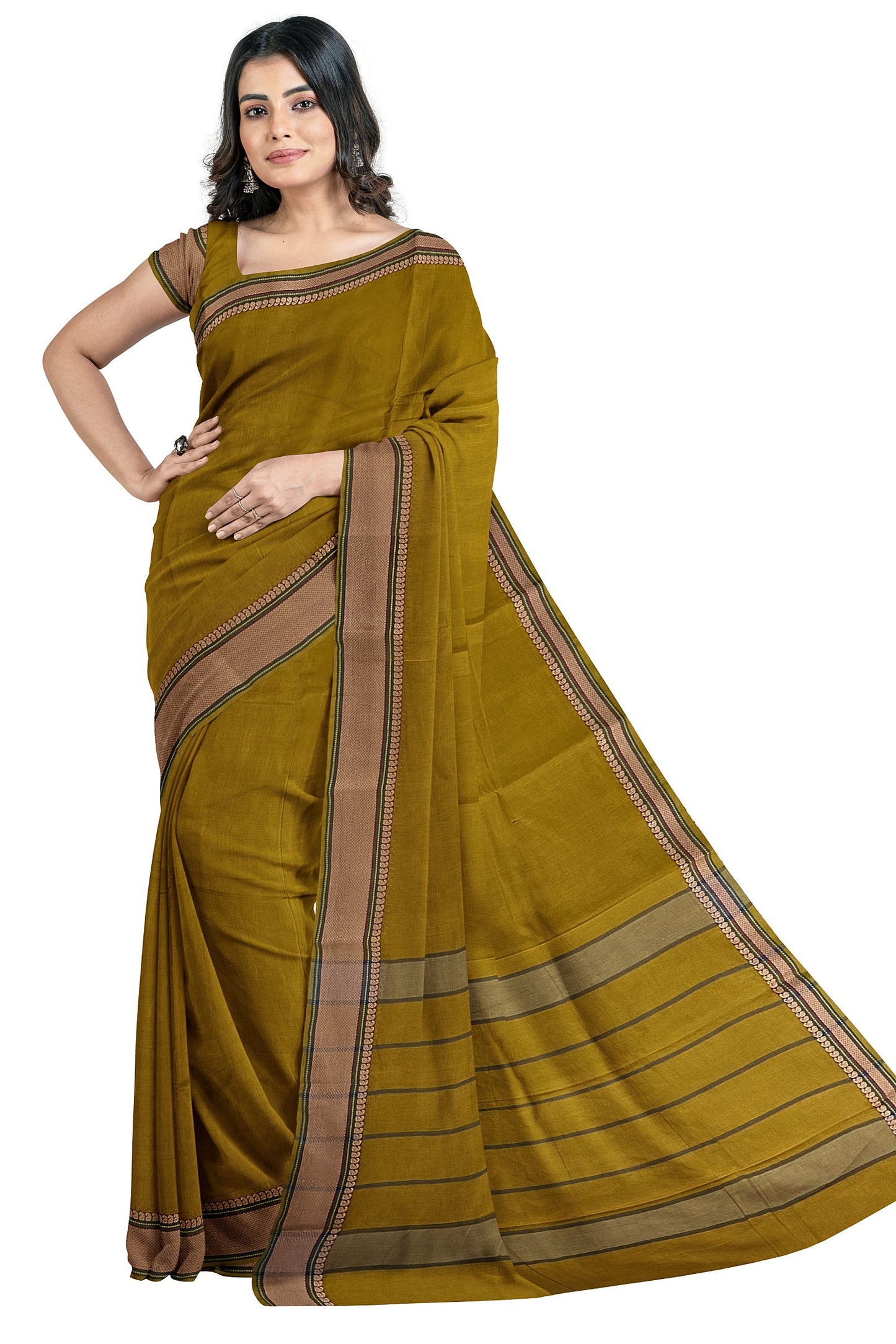 SENSAN Women’s Handloom Kanchi Cotton Saree with Blouse Piece [SKU:520]