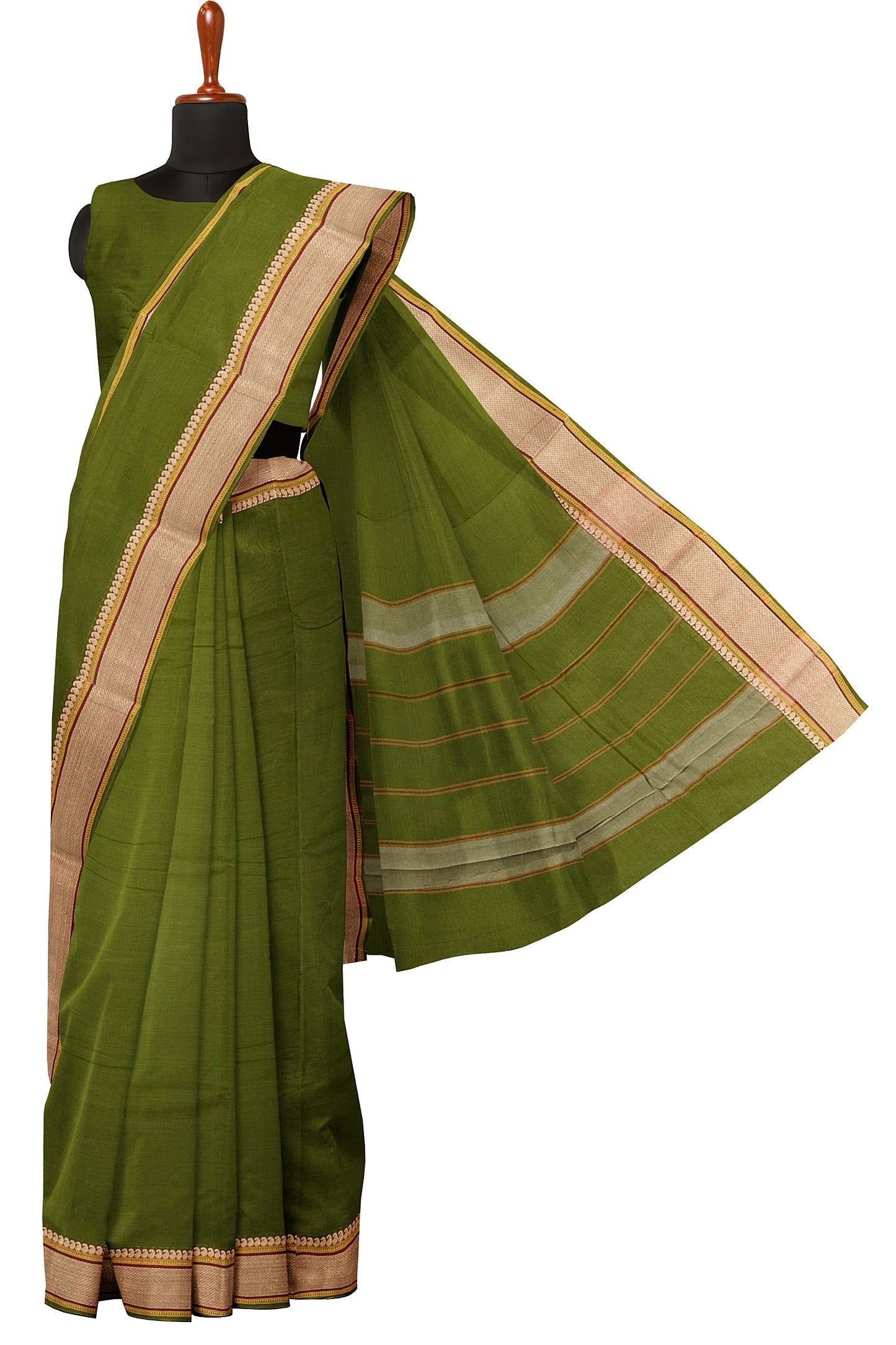 SENSAN Women’s Handloom Kanchi Cotton Saree with Blouse Piece [SKU:520]