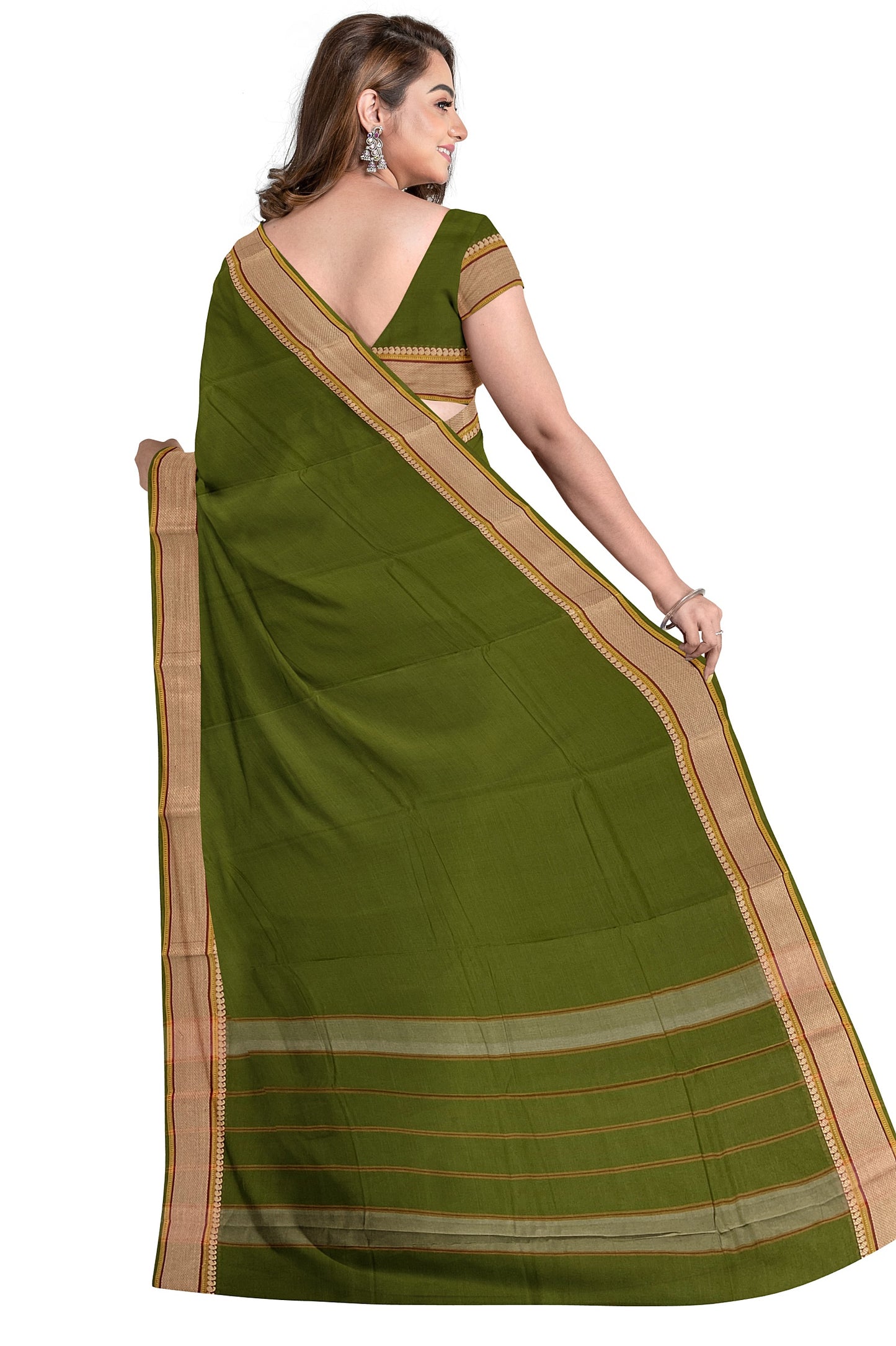 SENSAN Women’s Handloom Kanchi Cotton Saree with Blouse Piece [SKU:520]