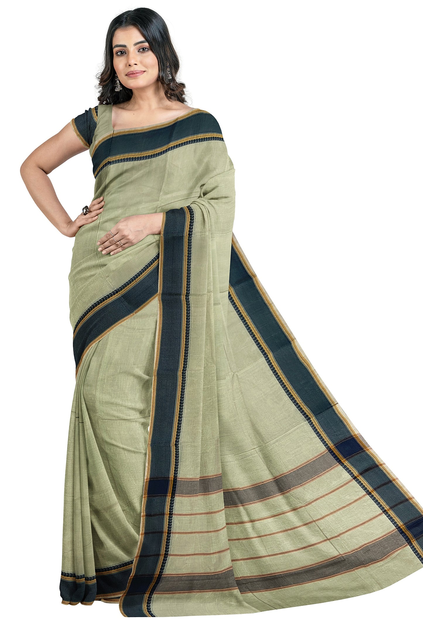 SENSAN Women’s Handloom Kanchi Cotton Saree with Blouse Piece [SKU:520]