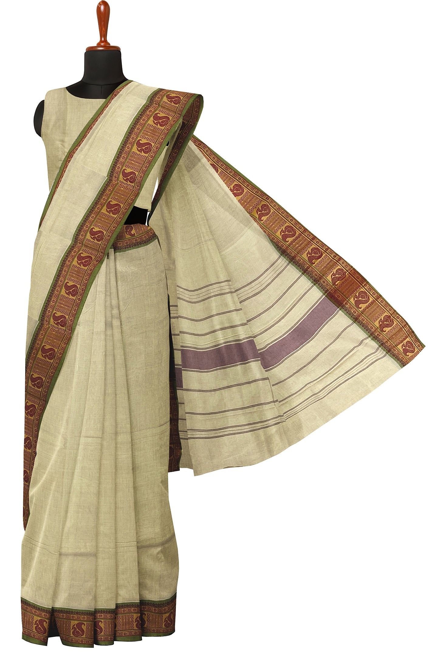 SENSAN Women’s Handloom Kanchi Cotton Saree with Blouse Piece [SKU:745]