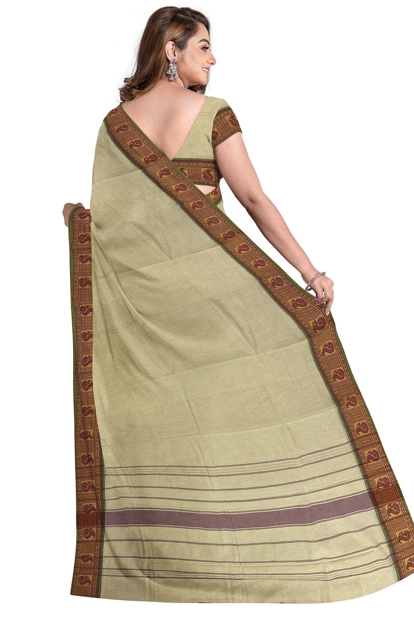SENSAN Women’s Handloom Kanchi Cotton Saree with Blouse Piece [SKU:745]
