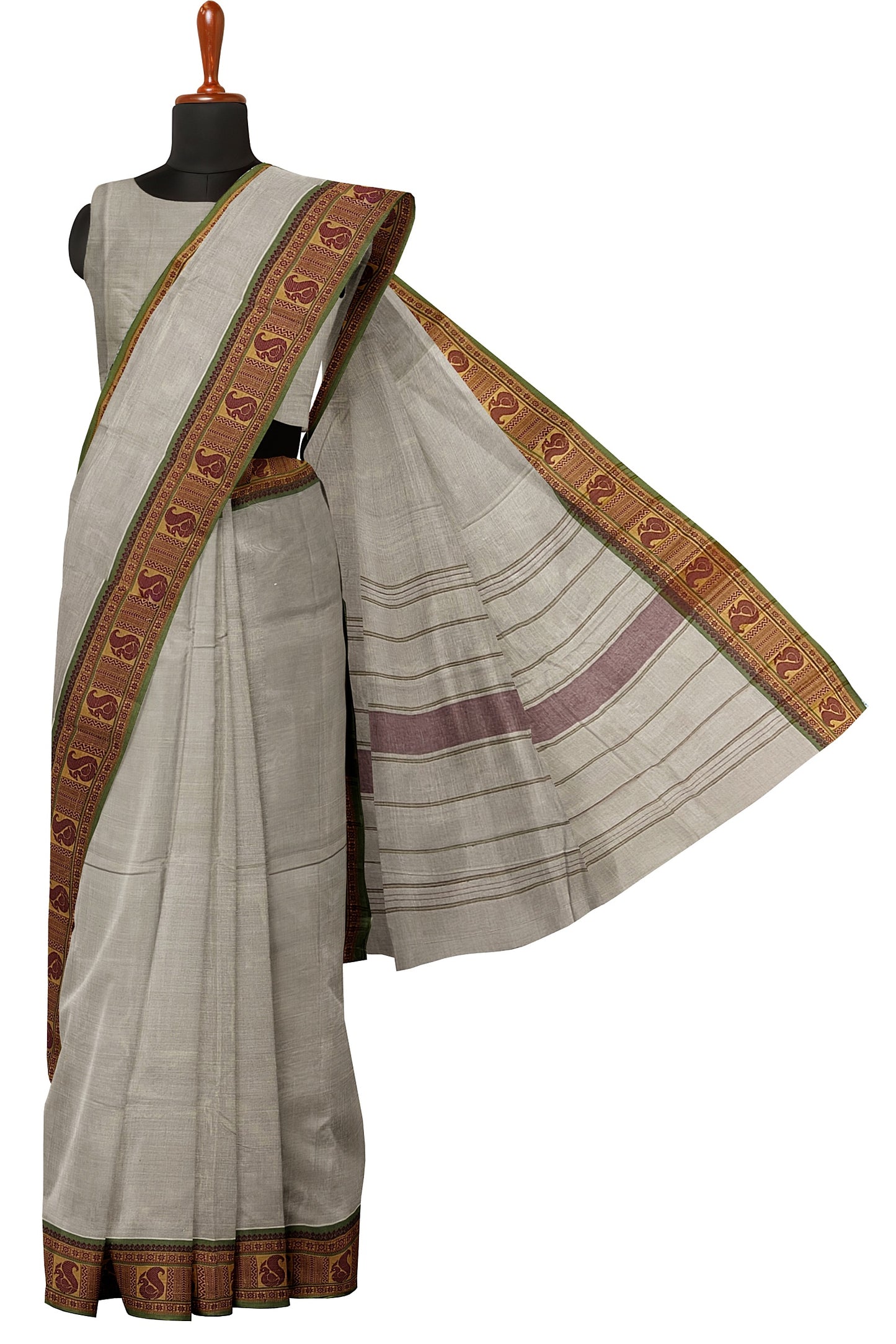 SENSAN Women’s Handloom Kanchi Cotton Saree with Blouse Piece [SKU:745]