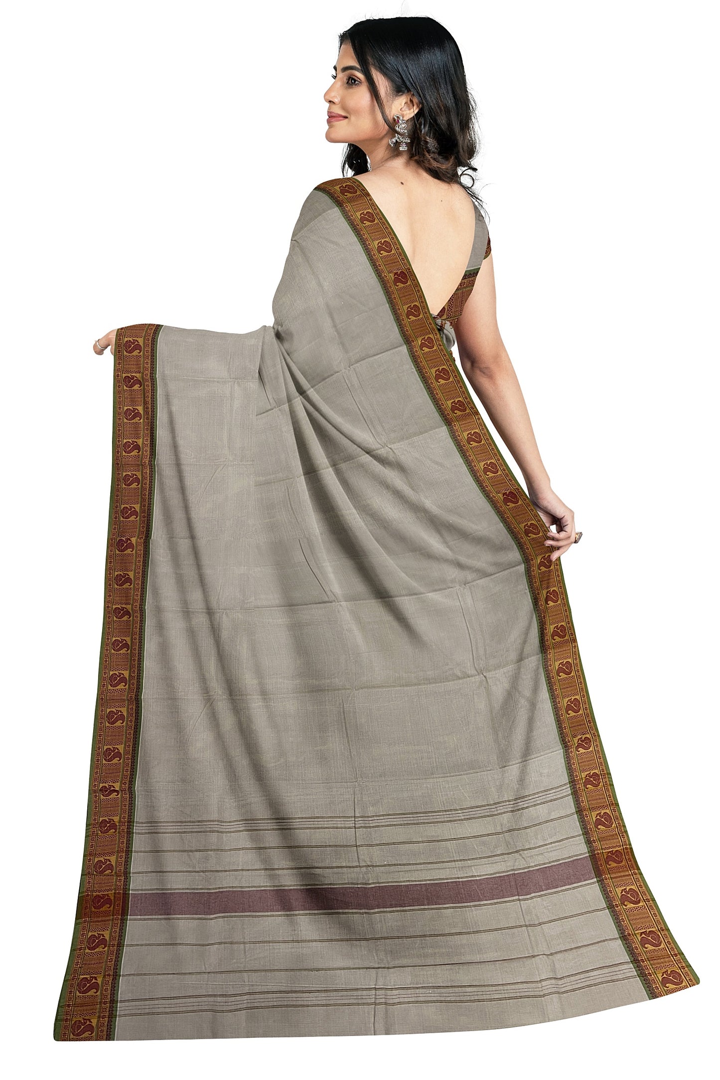 SENSAN Women’s Handloom Kanchi Cotton Saree with Blouse Piece [SKU:745]