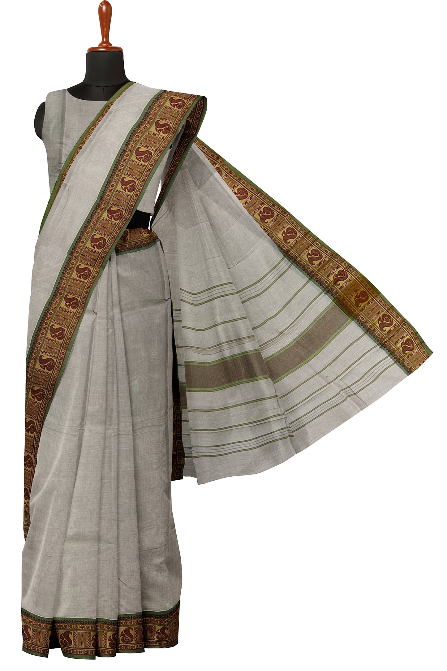 SENSAN Women’s Handloom Kanchi Cotton Saree with Blouse Piece [SKU:745]