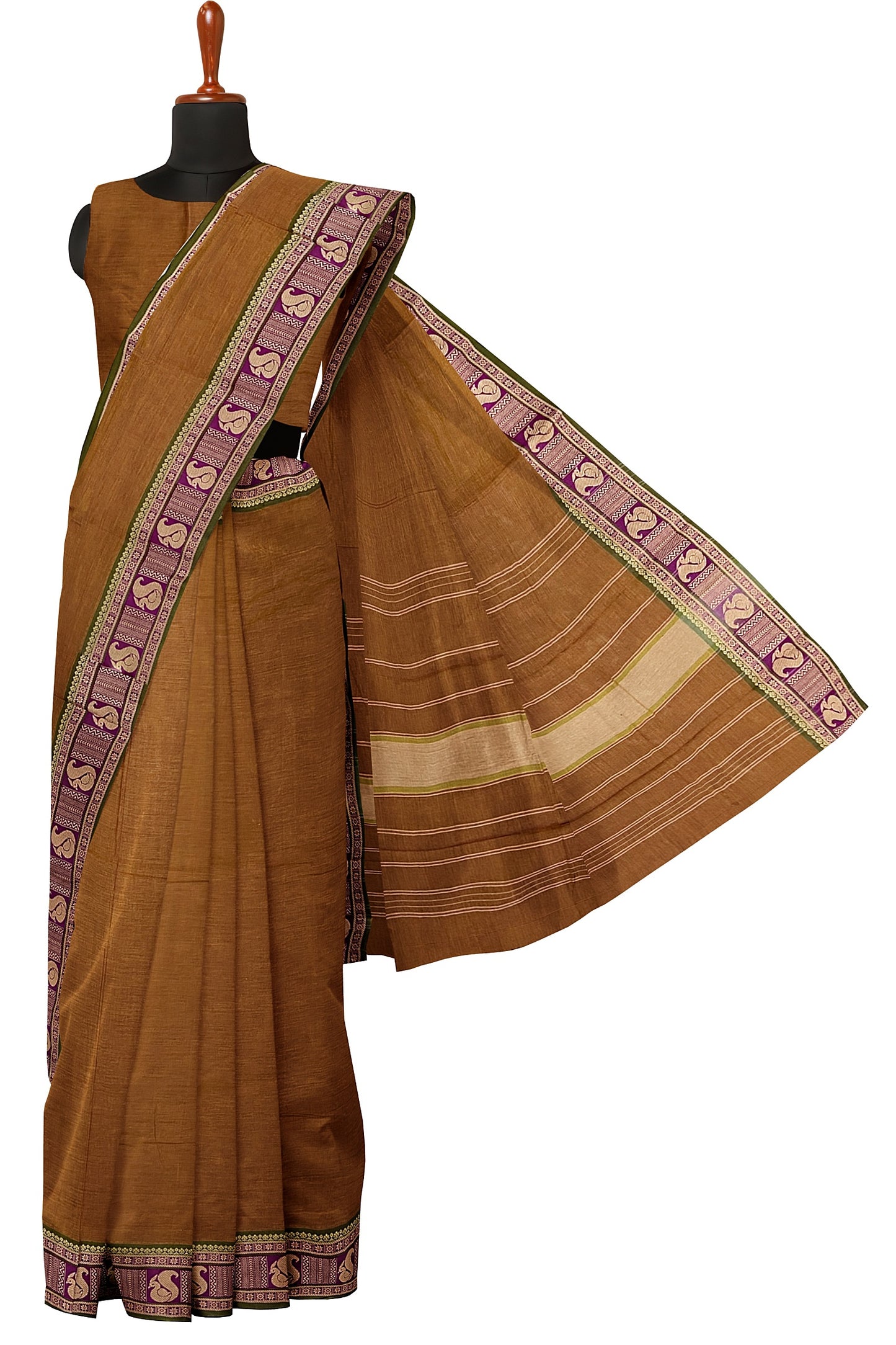 SENSAN Women’s Handloom Kanchi Cotton Saree with Blouse Piece [SKU:745]